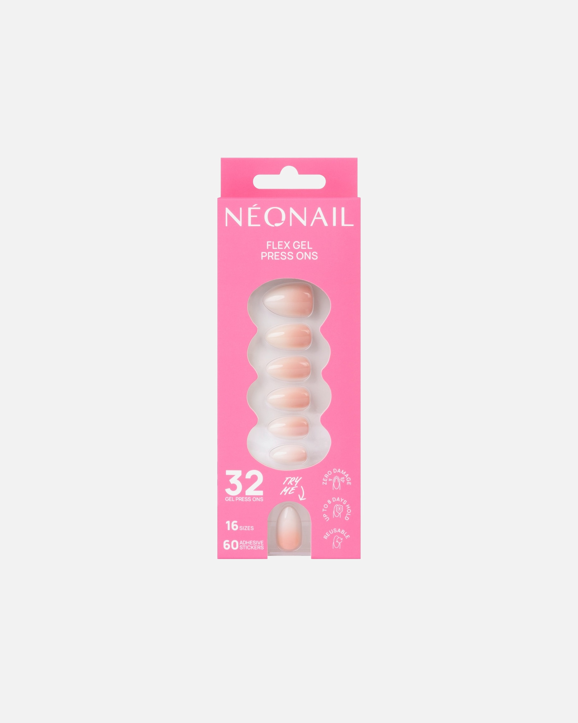 Kunstnägel für Unisex NEONAIL Flex Gel Press Ons 32 Stk - Baby Boomer Rose Medium Almond 1 Stück