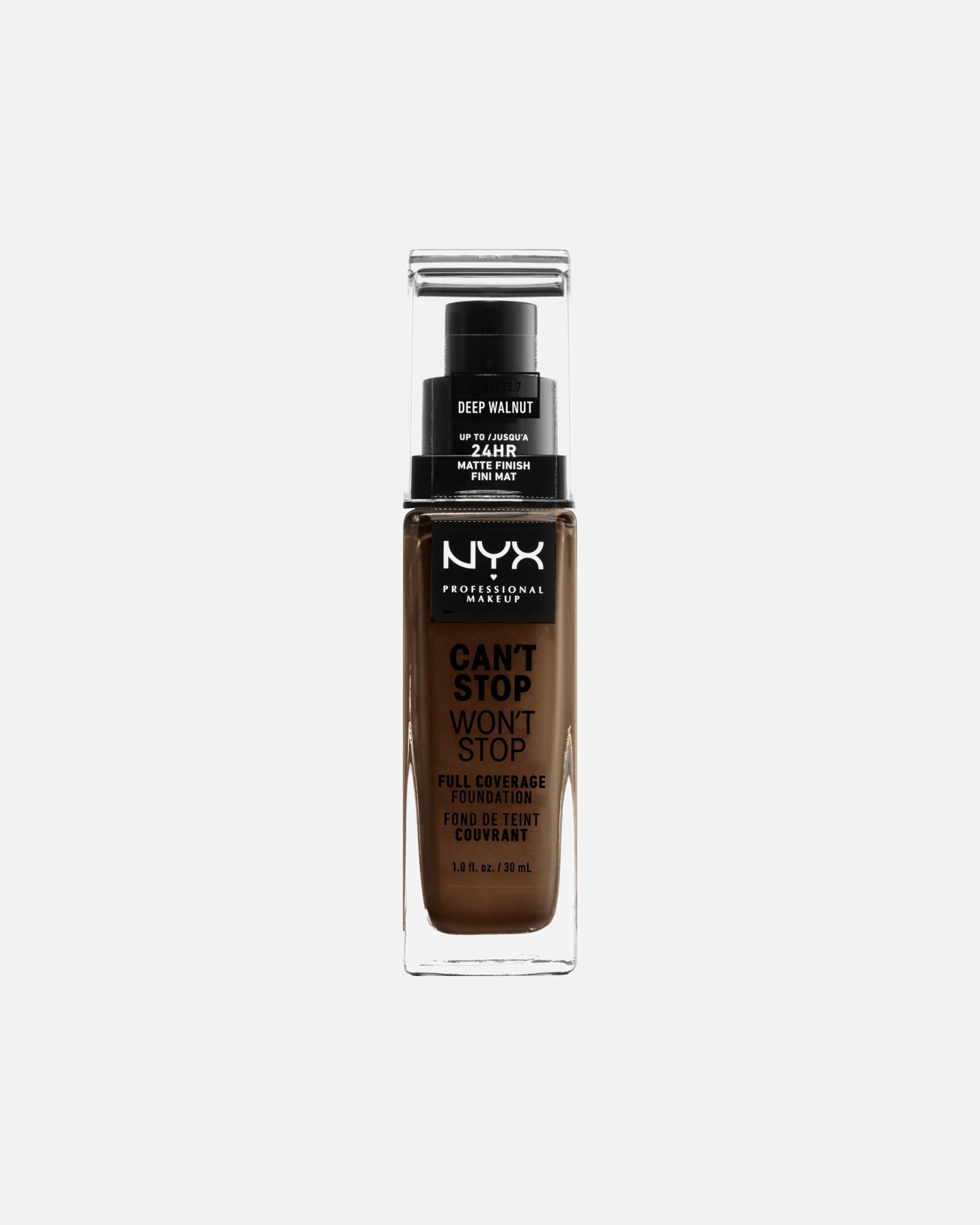 Foundation für Unisex NYX Professional Makeup Wedding Can't Stop Won't Stop 24-Hour Nr. 22.7 - Deep Walnut