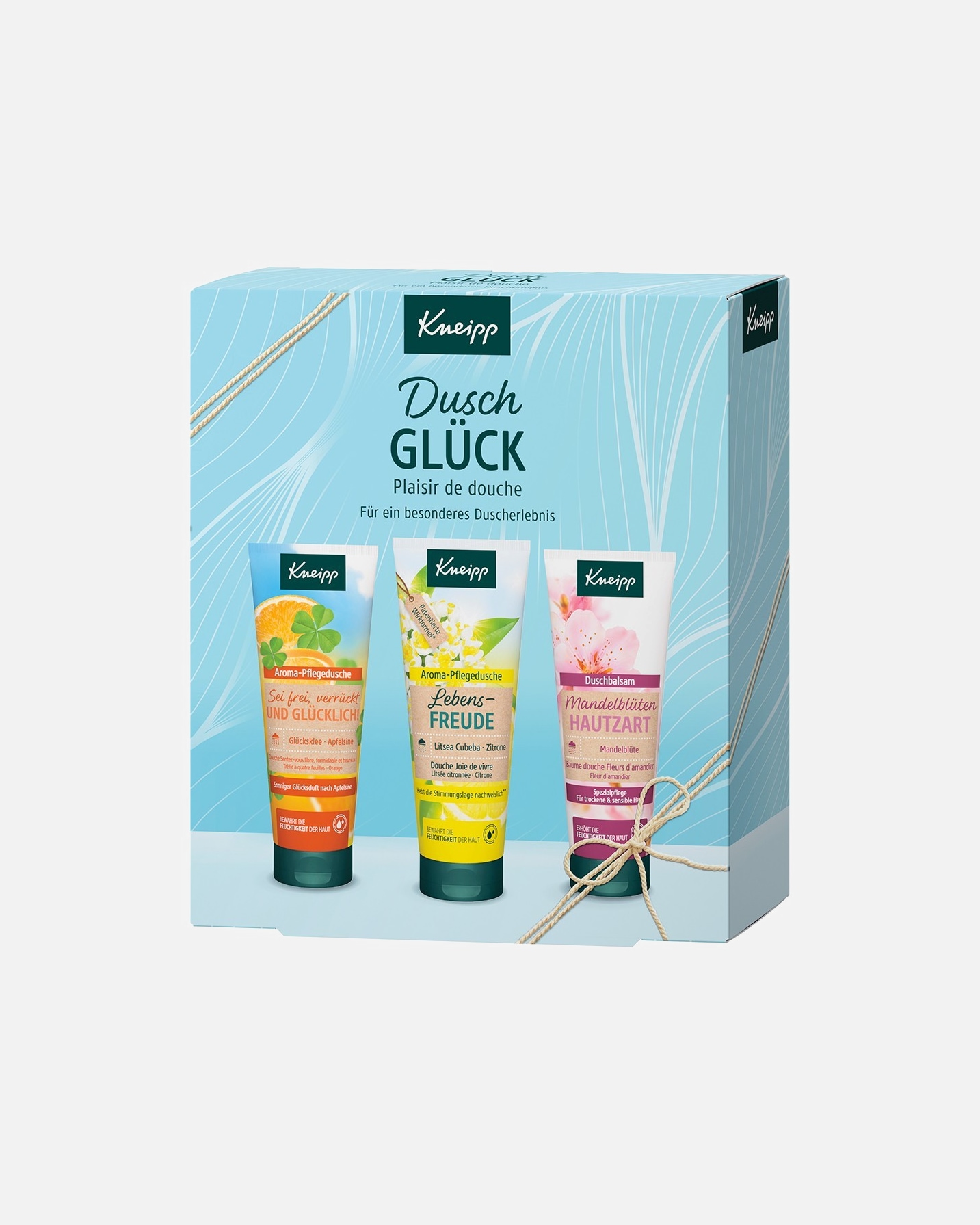 Duschset für Unisex Kneipp Duschglück Geschenkset Aroma Pflegedusche Gute Laune 75 ml + Cremedusche Hautzarte Verwöhnung 75 ml + Aroma-Pflegedusche Lebensfreude 75 ml