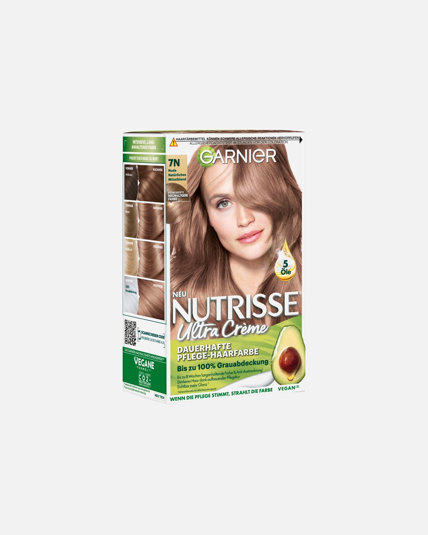 Haarfarbe für Weiblich Garnier Nutrisse Ultra Crème Nr. 7N - Nude Natürliches Mittelblond