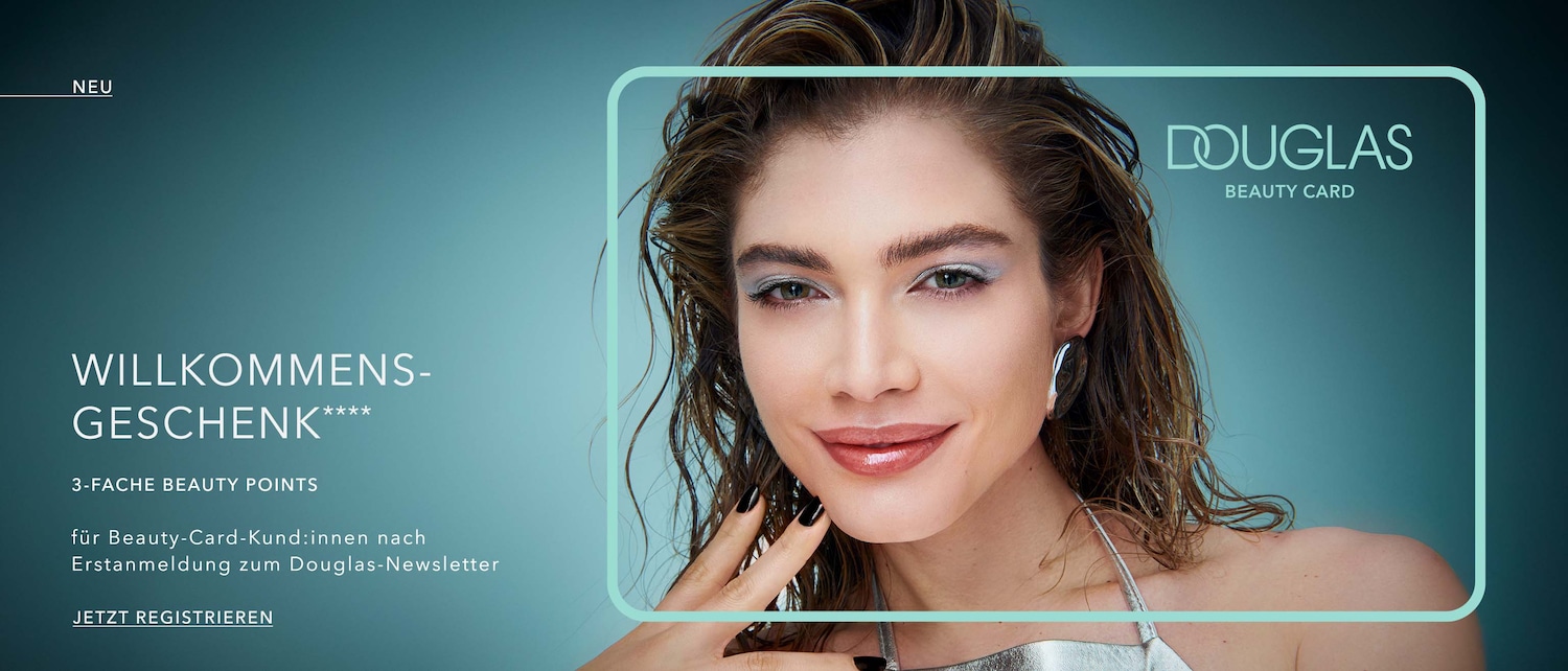 Douglas Beauty Card präsentiert ein neues Willkommensgeschenk und bietet dreifache Beauty Punkte für Beauty Card Kund:innen nach der Erstanmeldung zum Douglas Newsletter, jetzt registrieren!