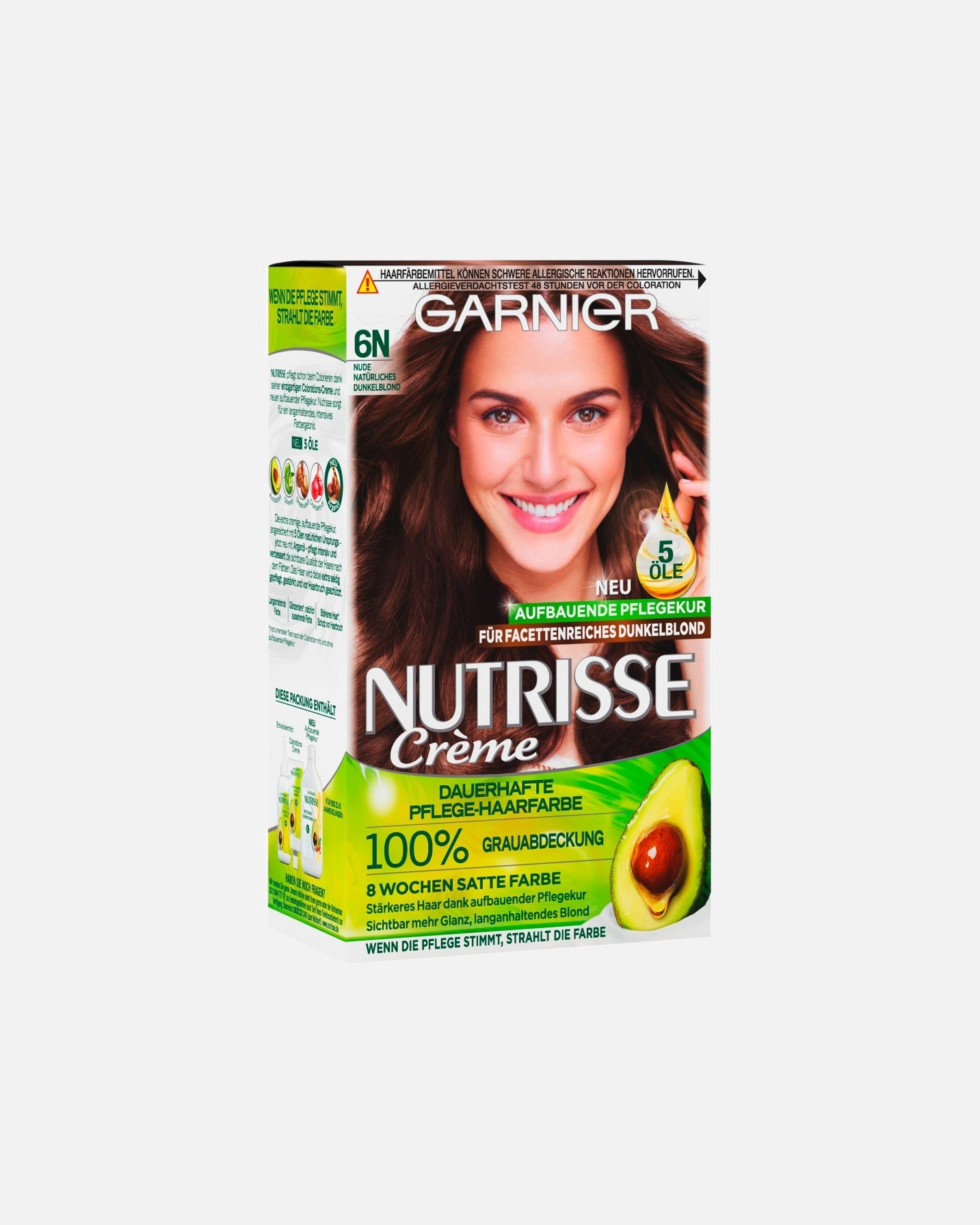 Haarfarbe für Weiblich Garnier Nutrisse Ultra Crème Nr. 6N - Nude Natürliches Dunkelblond