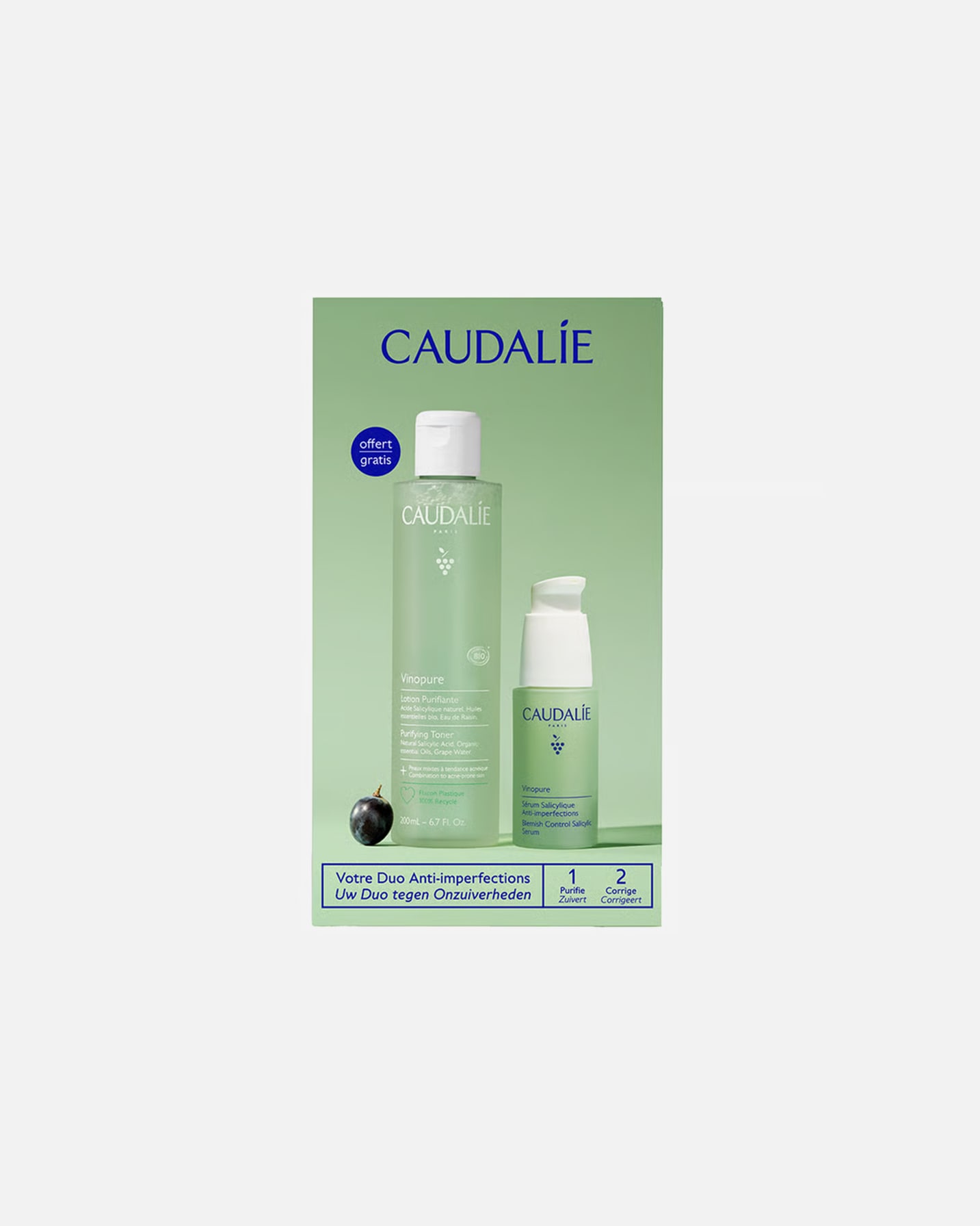 Gesichtspflegeset für Unisex Caudalie Vinopure Serum & Toner 2026 1 Stück