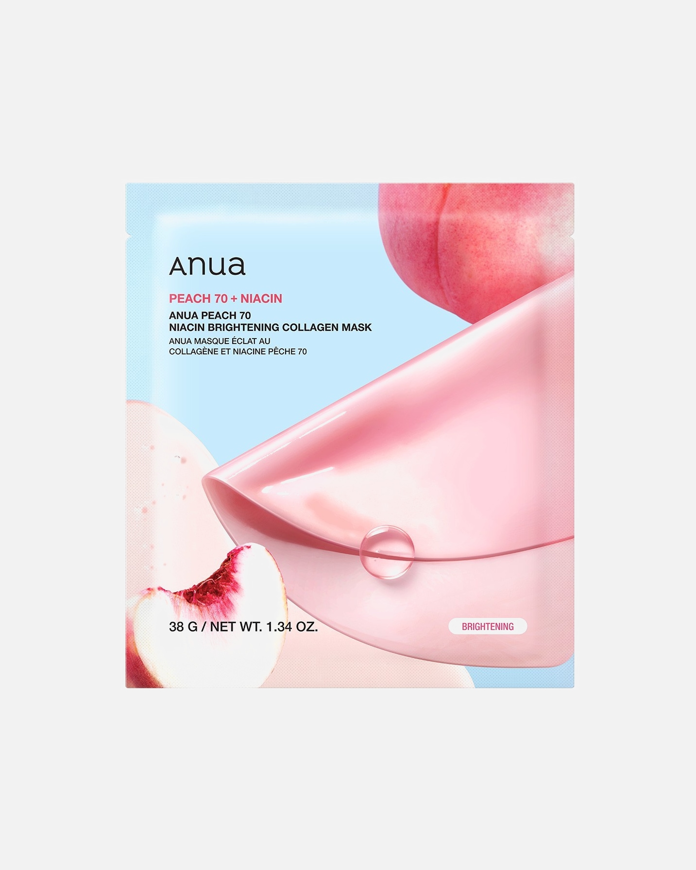 Tuchmaske für Unisex Anua Peach 70 Niacin Brightening Collagen 1 Stück