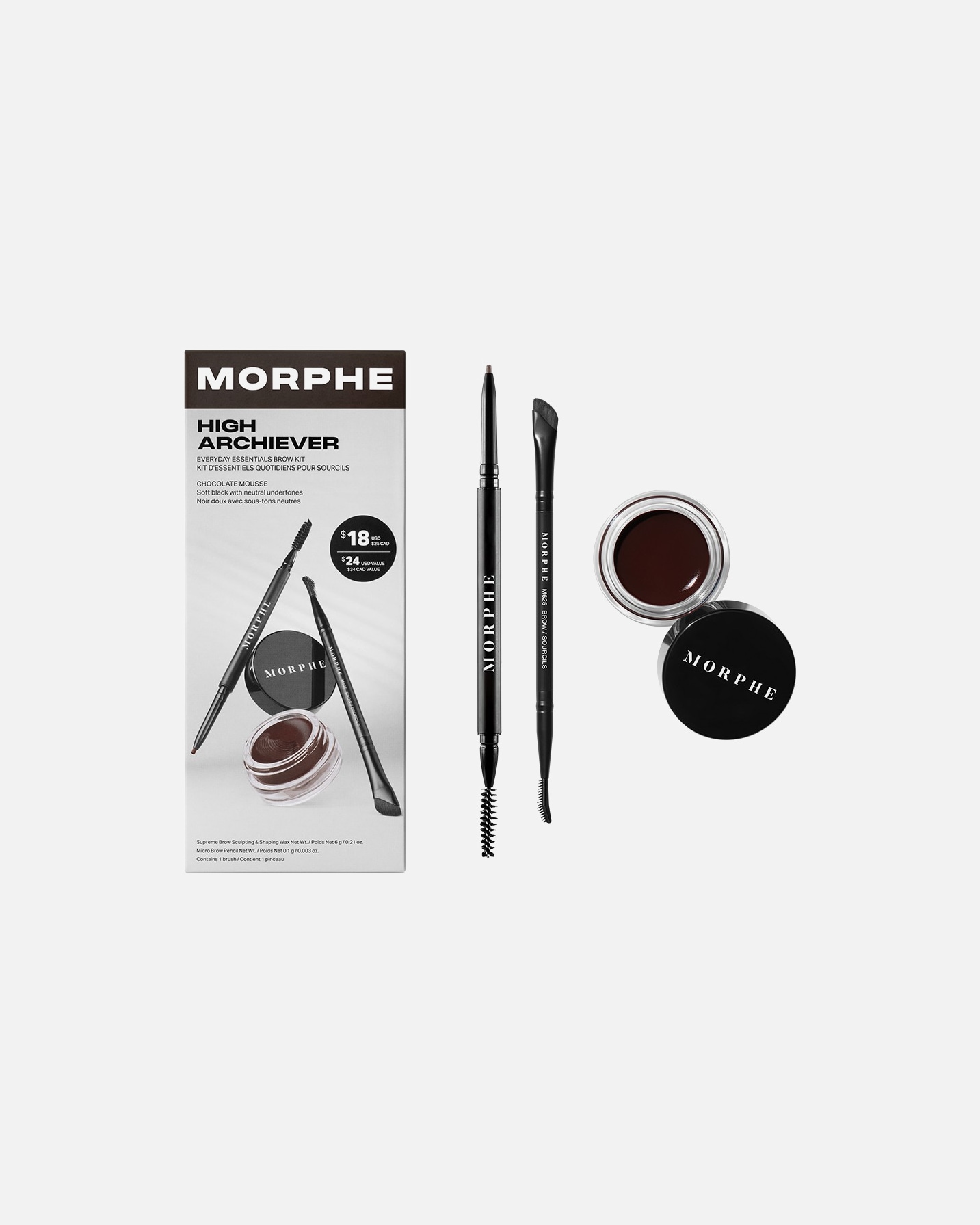 Coffret de maquillage pour les sourcils for UnisexeMorpheHIGH ARCHIEVER EVERYDAY ESSENTIALS BROW KIT - JAVACHOCOLATE MOUSSE
