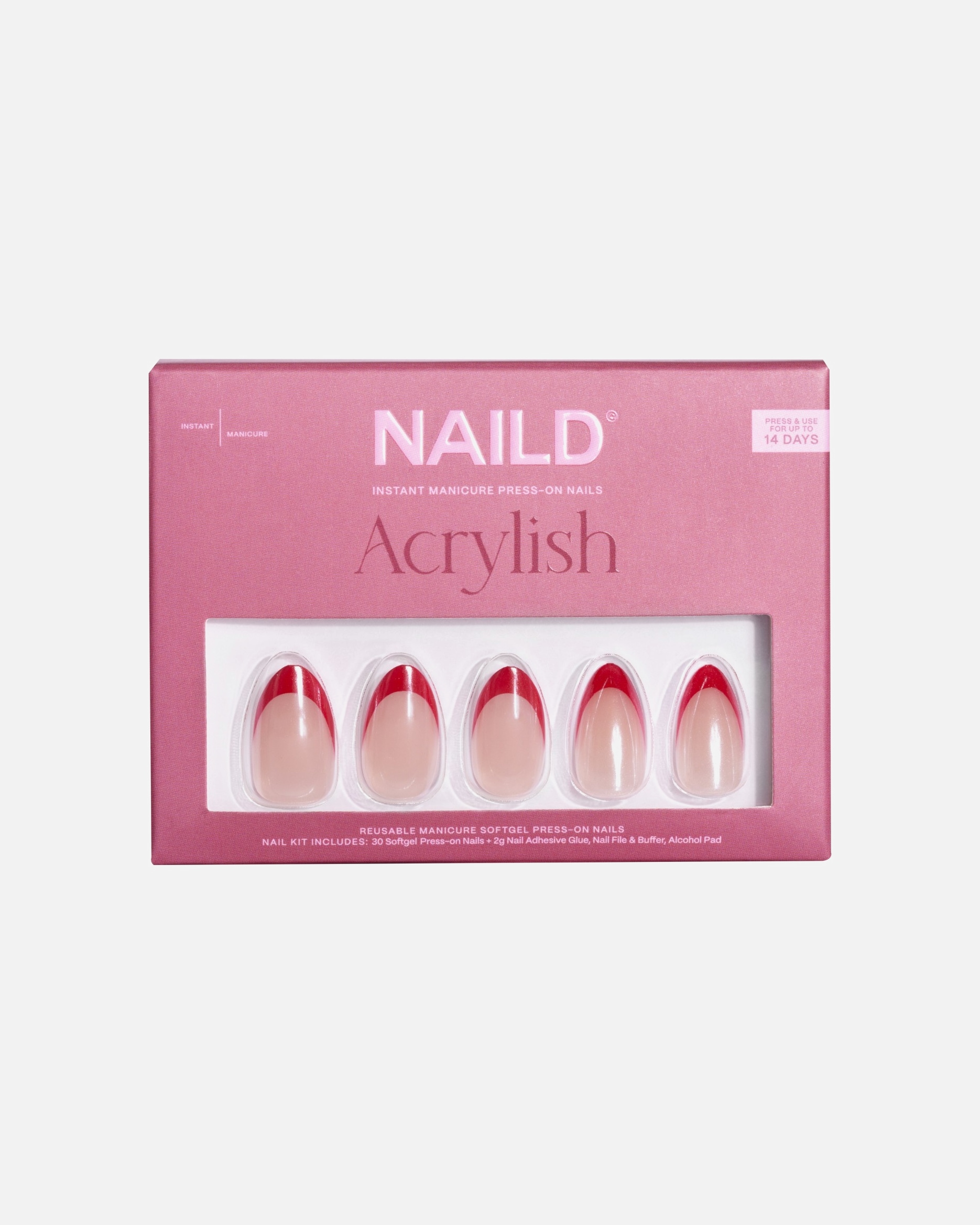 Kunstnägel für Unisex NAILD Glazed Valentine Almond Softgel Press On Nails 1 Stück