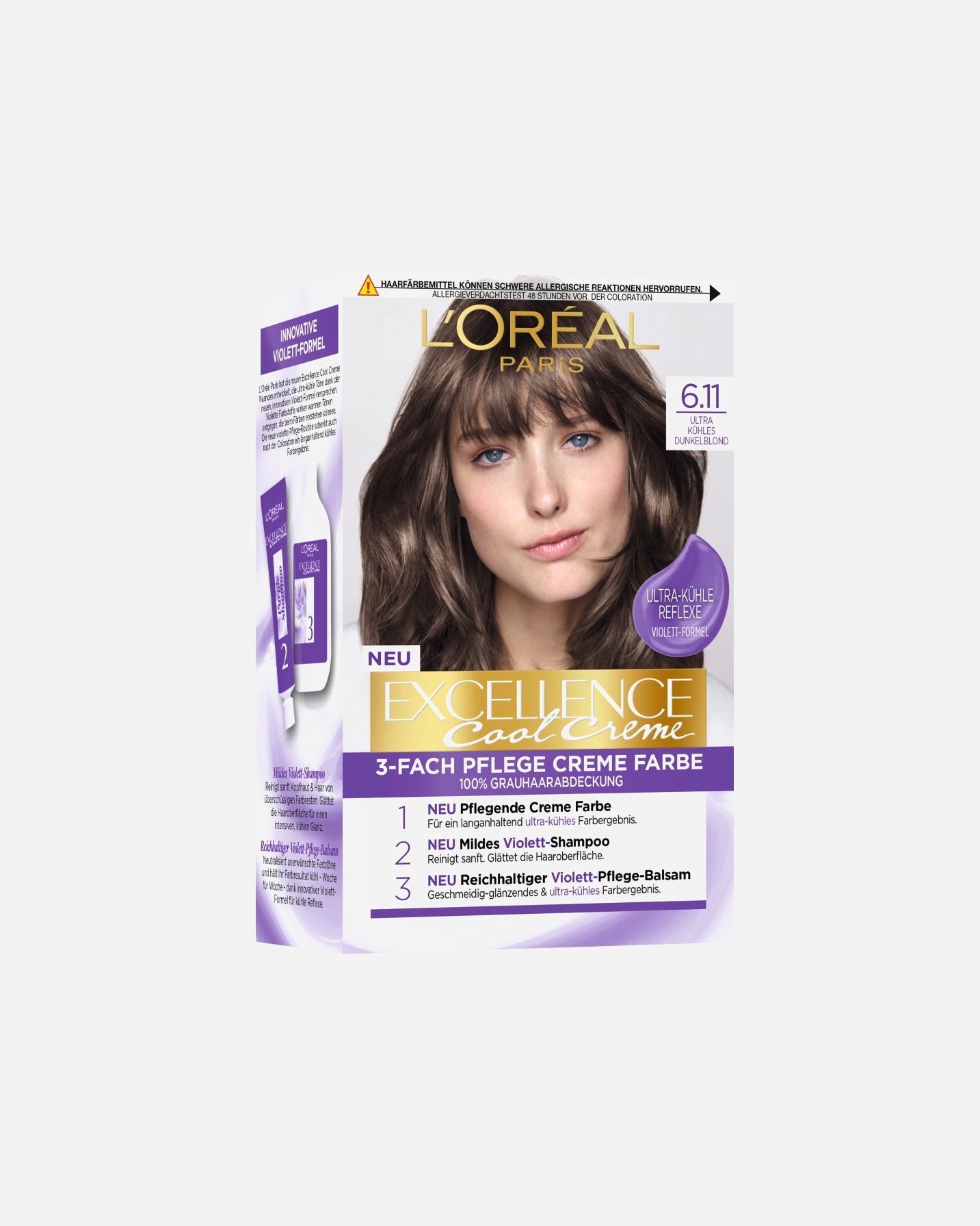 Haarfarbe für Unisex L’Oréal Paris Excellence Cool Creme Ultra kühles Dunkelblond 6.11