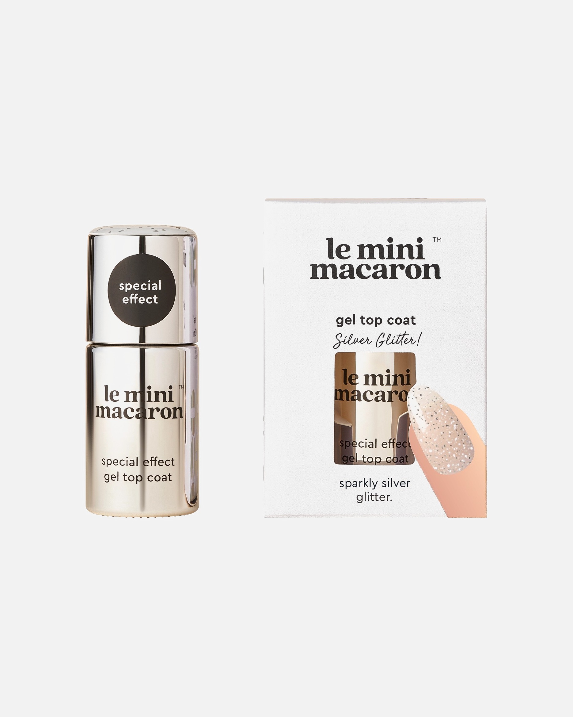 Top Coat für Unisex Le Mini Macaron Special Effect Gel SILVER GLITTER