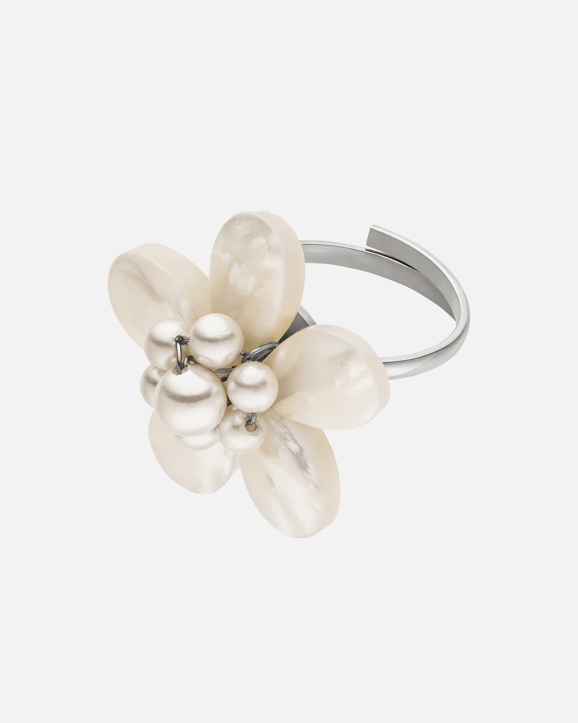 Bague for UnisexePureleiFleur nacrée Anneau 100% acier inoxydableFleur nacrée Anneau 100% acier inoxydable