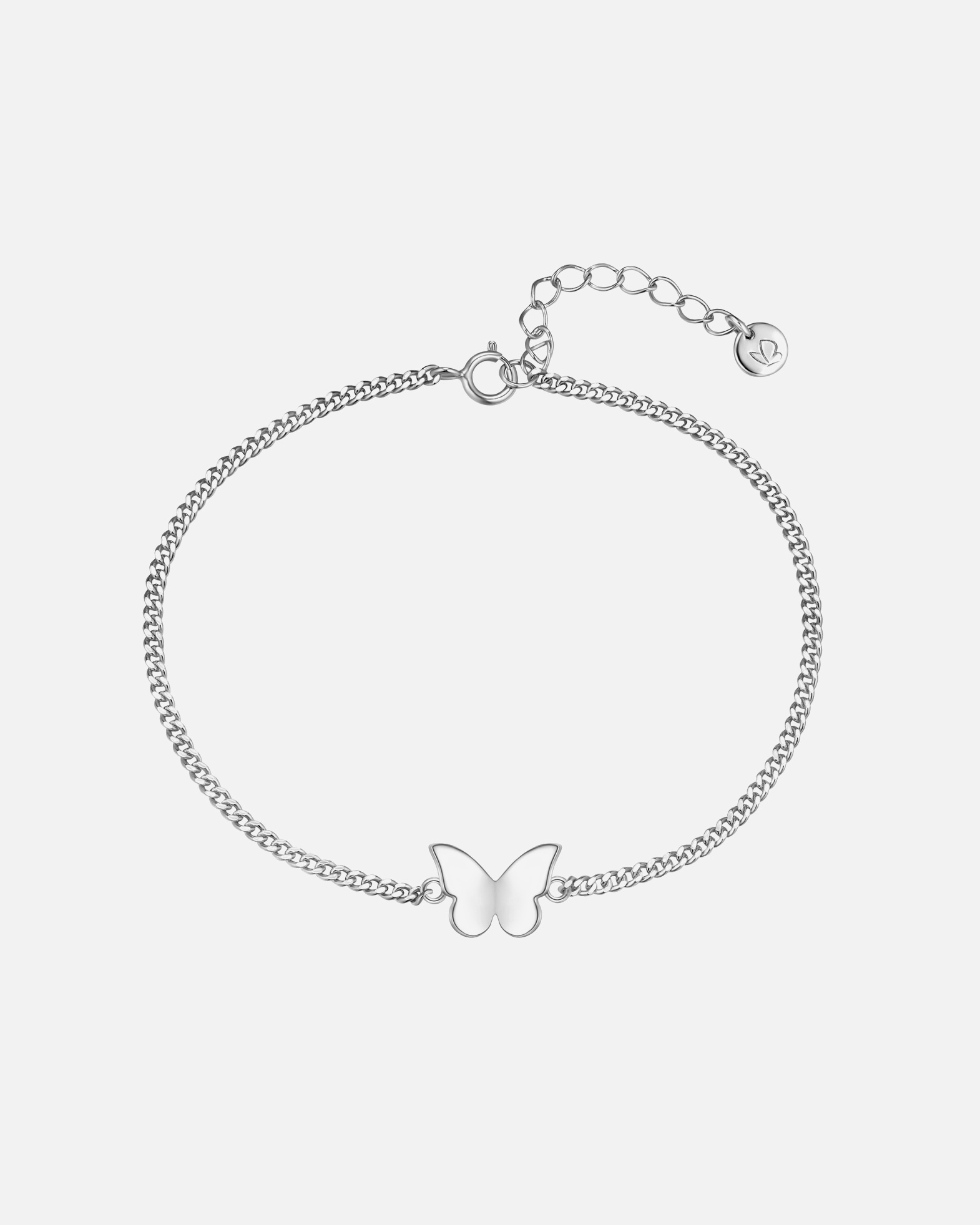 Bracelet for FemmeGlanzstücke MünchenBracelet Papillon en Argent Sterling en argent avec Bracelet Panzer17,0 cm Basislänge + 3,0 cm Verlängerung