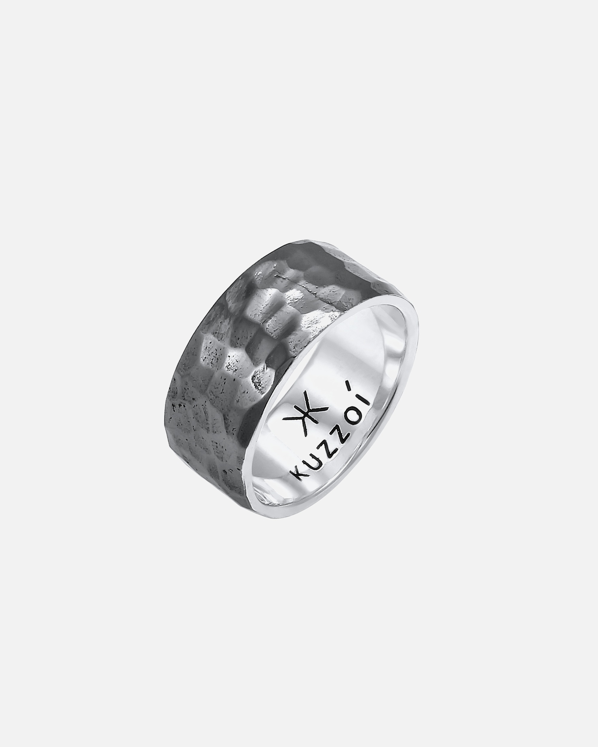 Bague for HommeKUZZOIBague pour homme en argent sterling 925, martelée et massive.64