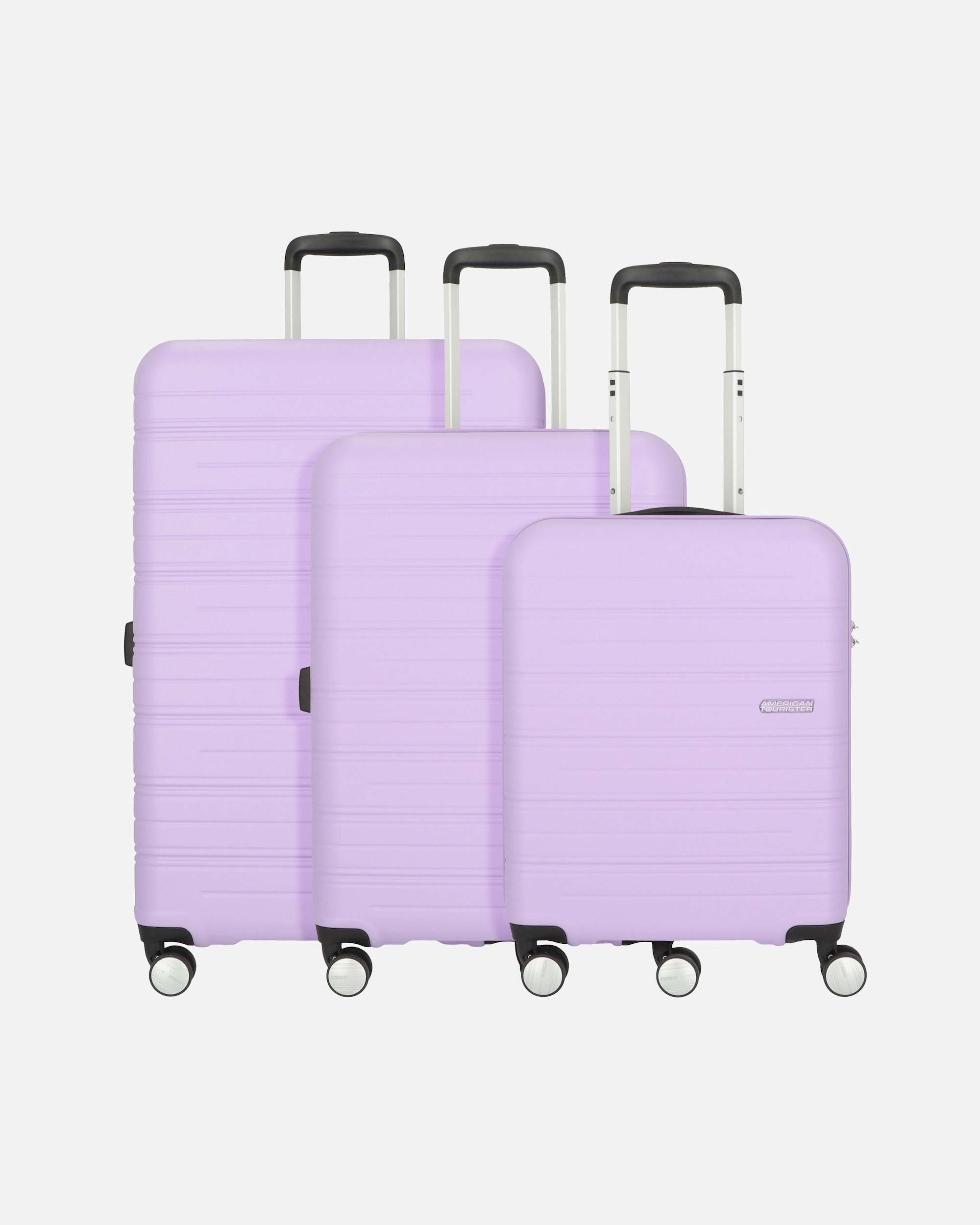 Koffer für Männlich American Tourister High Turn 4 Rollen Kofferset 3-teilig matt lavender