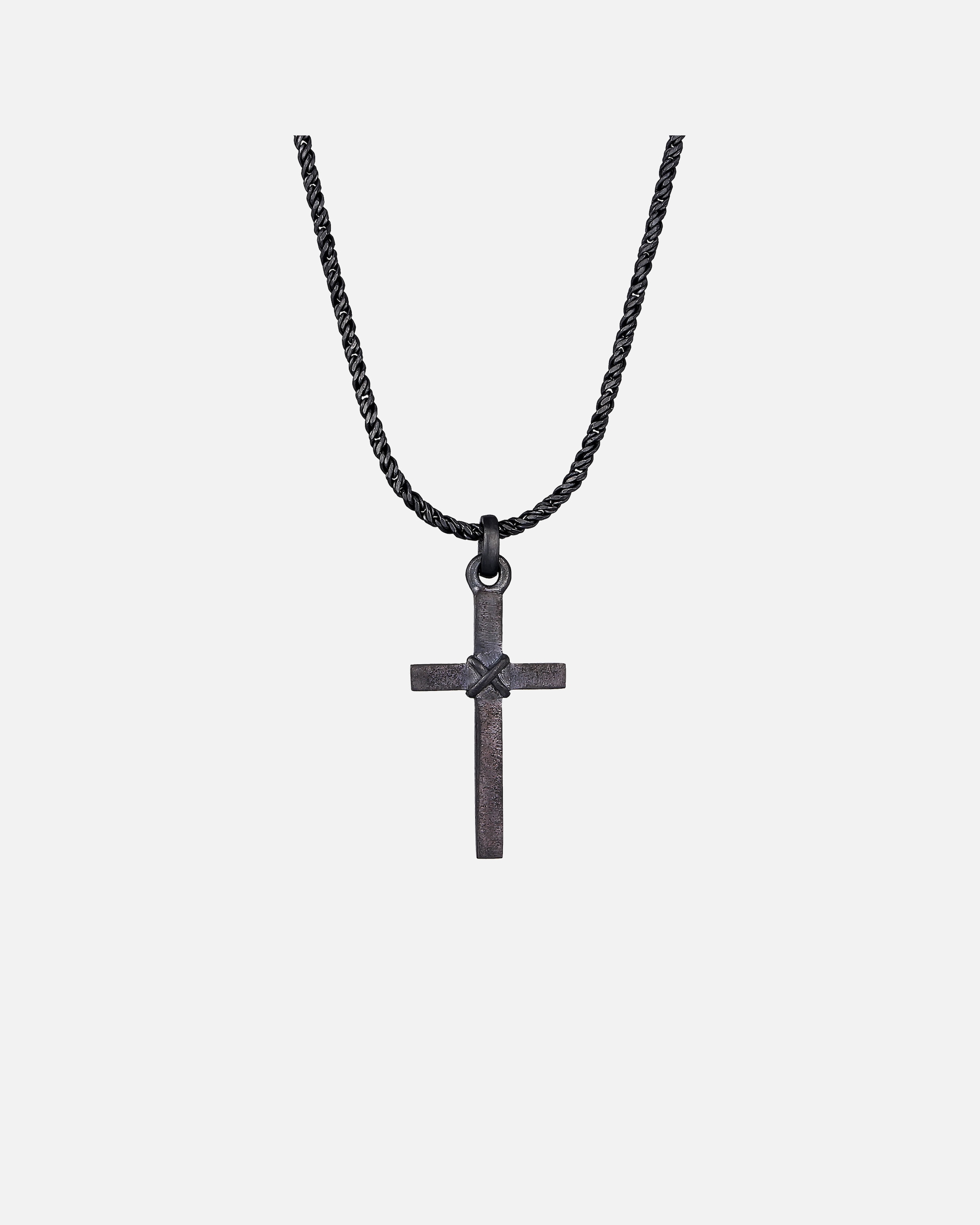 Collier for HommeKUZZOIPendentif Croix pour hommes plat basique en argent sterling 925Noir