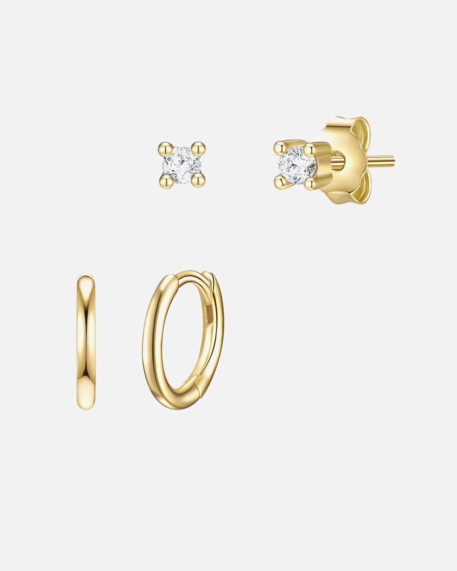 Boucle d'oreilles for FemmePuces d'oreilles en argent Argent sterling Oxyde de zirconium (CZ) en Or jaune2,5/10,6 mm