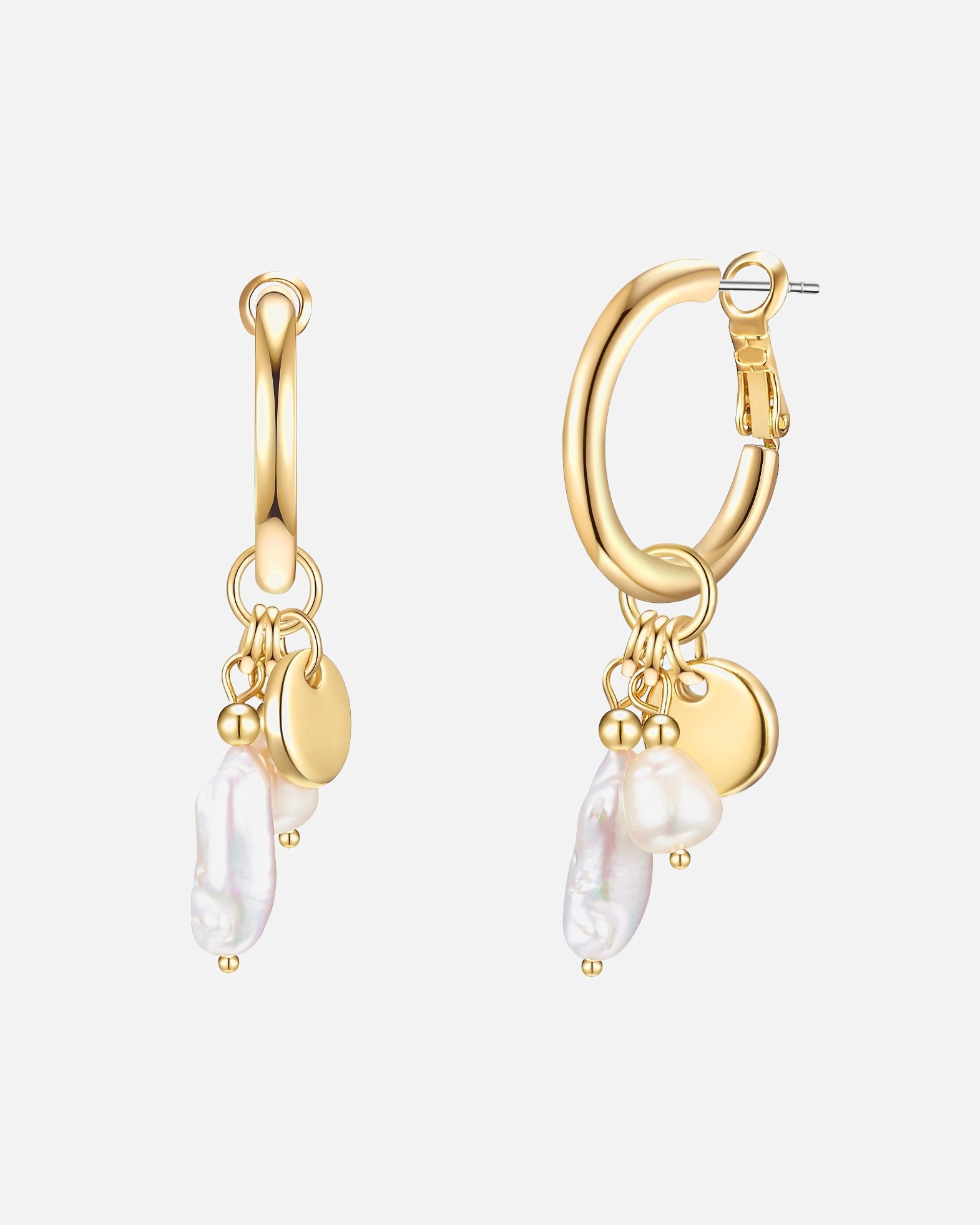 Créoles for FemmeCréoles tendance Métal Perle de culture d'eau douce en Or jaune55,8 mm