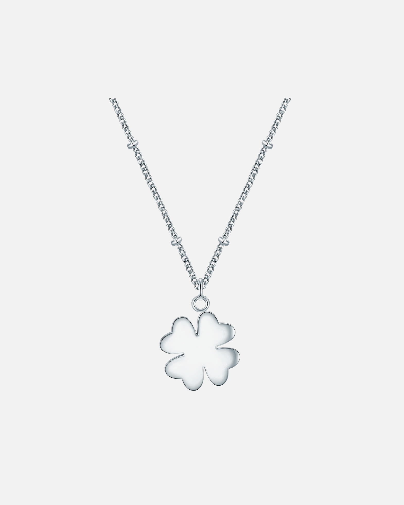 Collier for FemmeCollier en acier inoxydé Feuille de trèfle Acier inoxydable en Argent40,0 cm Basiskette + 5,0 cm Verlängerung