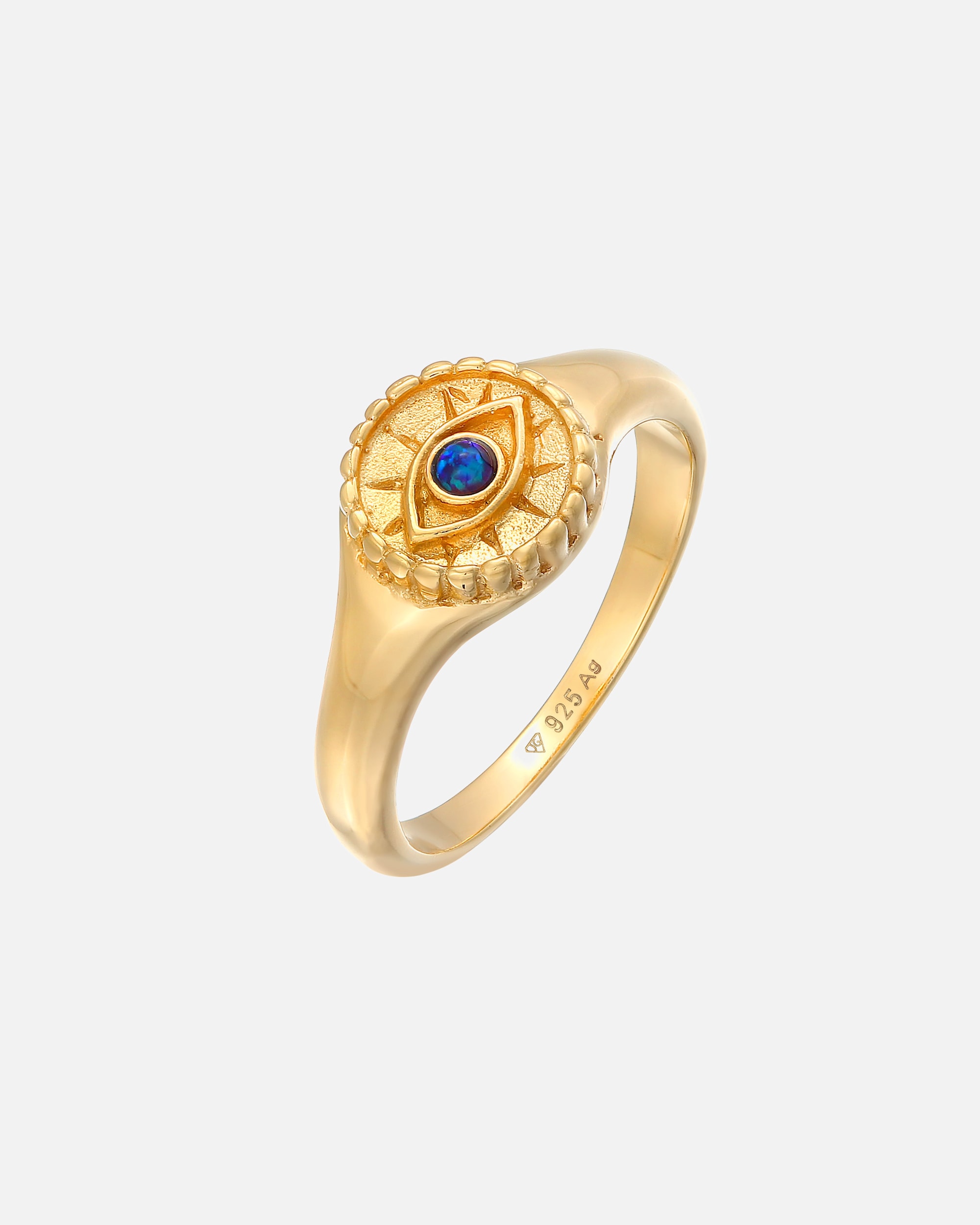 Bague for FemmeElliFemmes Sceau Evil Eye avec opale synthétique en argent sterling 925 plaqué or54