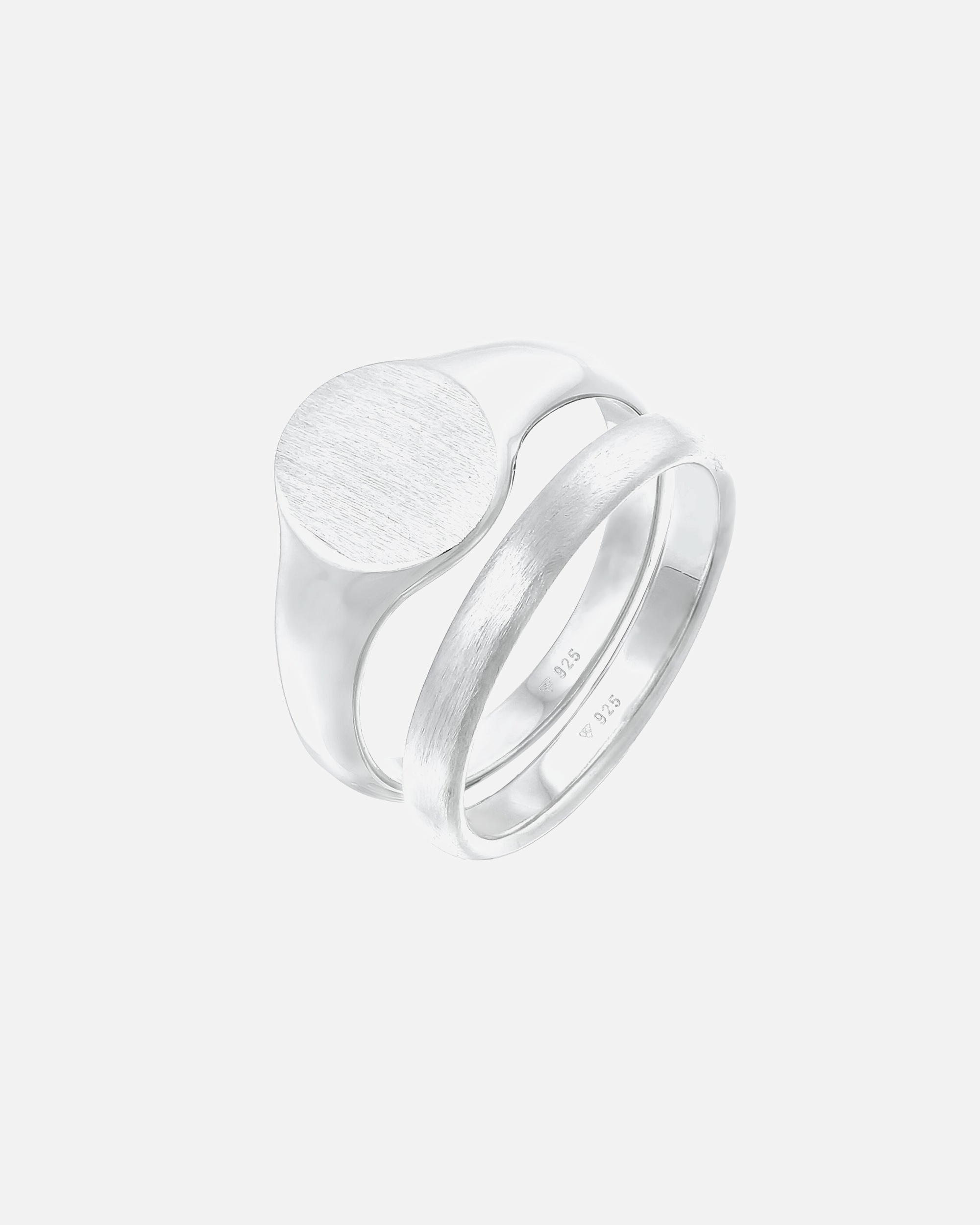Ring für Männlich KUZZOI Herren Siegelring Basic Bandring 2er Set 925 Silber 58