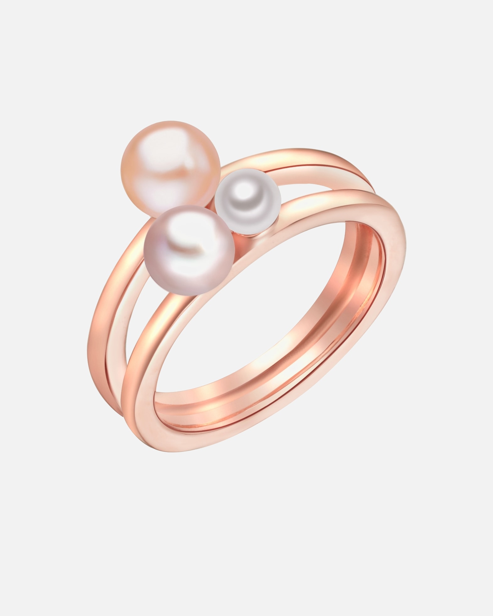 Ring für Weiblich Lulu & Jane Perlen-Ring Sterling Silber Süßwasser-Zuchtperle in Roségold 54
