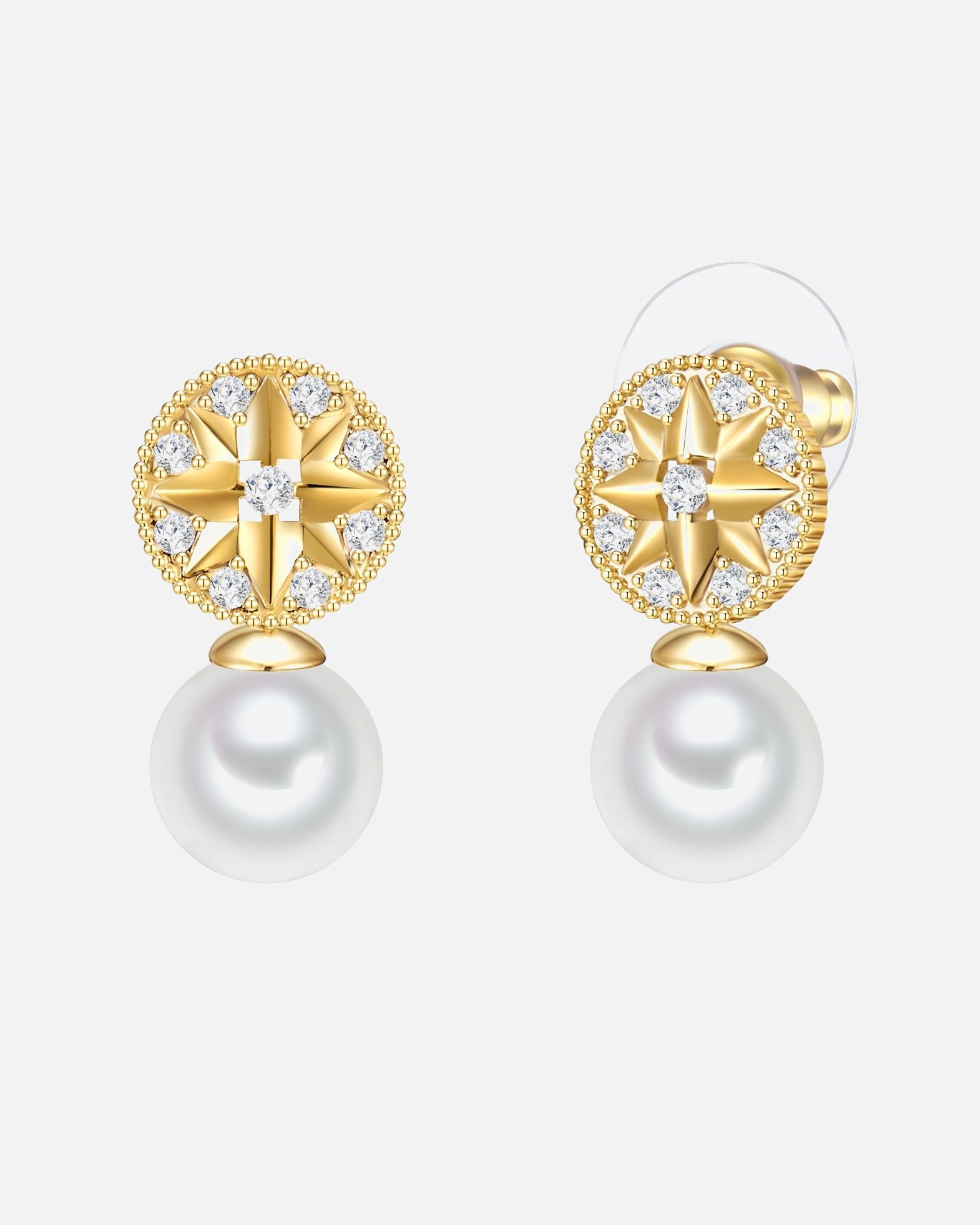 Boucle d'oreilles for FemmePuces d'oreille tendance Étoilé Métal Verre Perle (synth.) en Or jaune22,9 mm