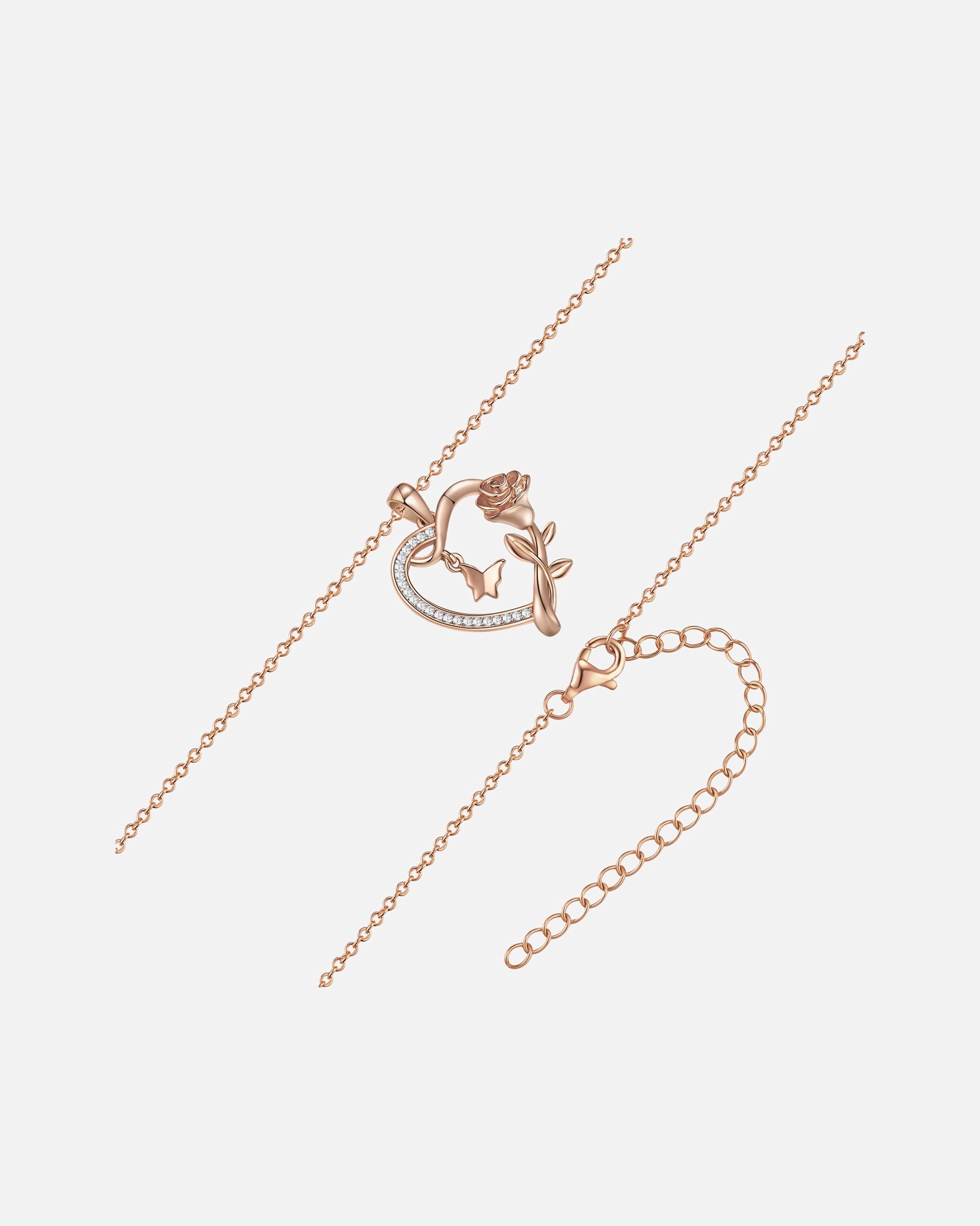 Collier for FemmeRafaela DonataChaîne Coeur/papillon/rose en Argent sterling en Or rose42,0 cm Basiskette + 7,0 cm Verlängerung