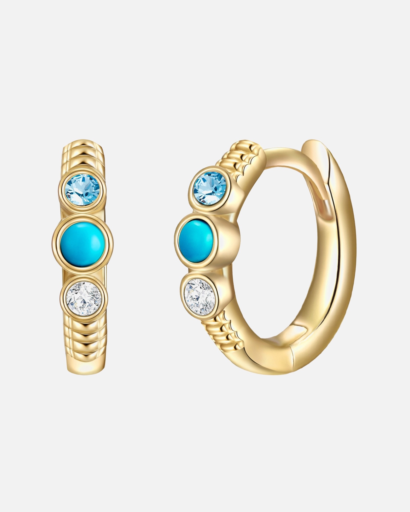 Boucle d'oreilles for FemmeCréoles en argent Argent sterling Turquoise reconstituée en Or jaune11,8 mm