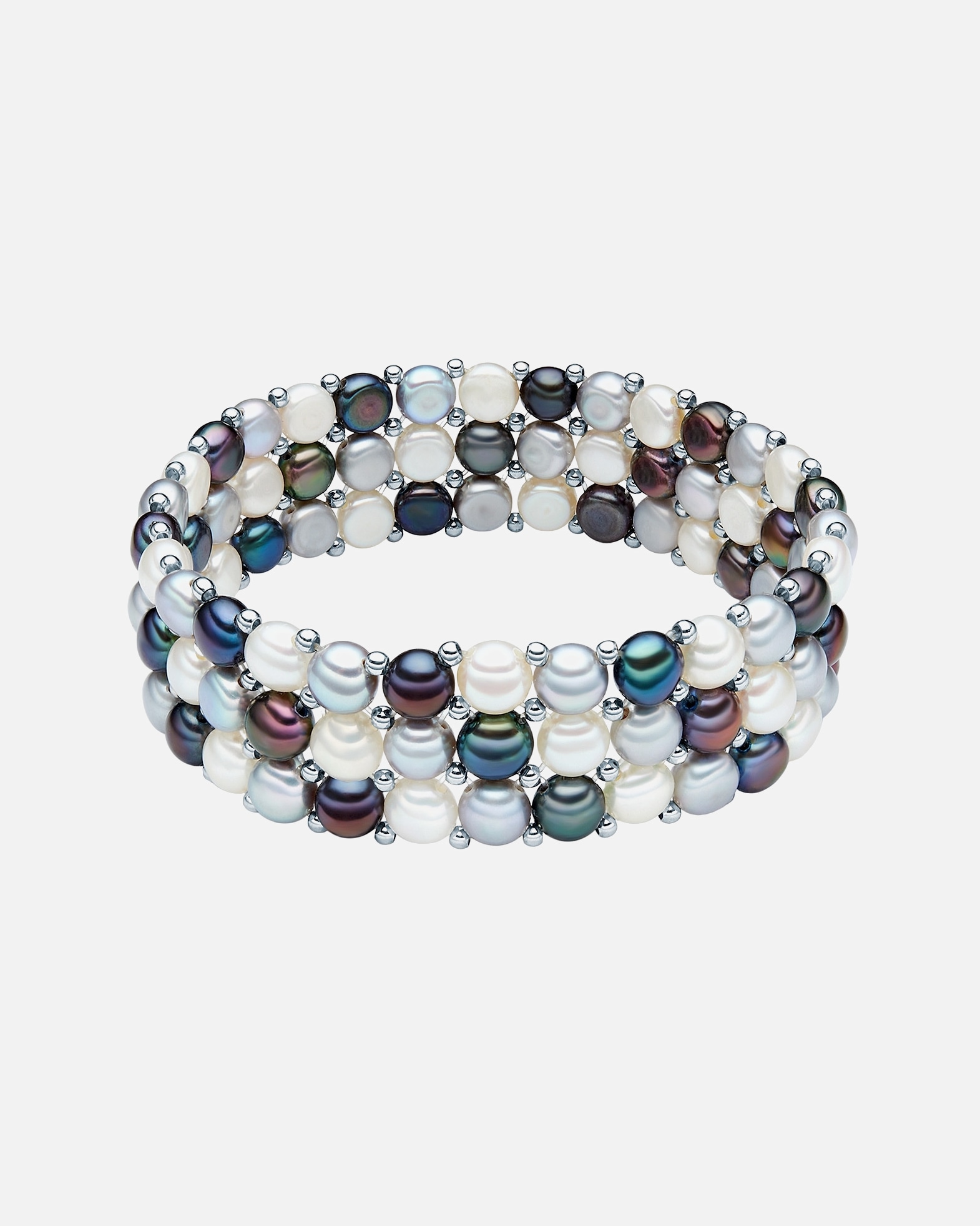 Armband für Weiblich Valero Pearls Armband Messing Süßwasser-Zuchtperle in Silber 19,0 cm