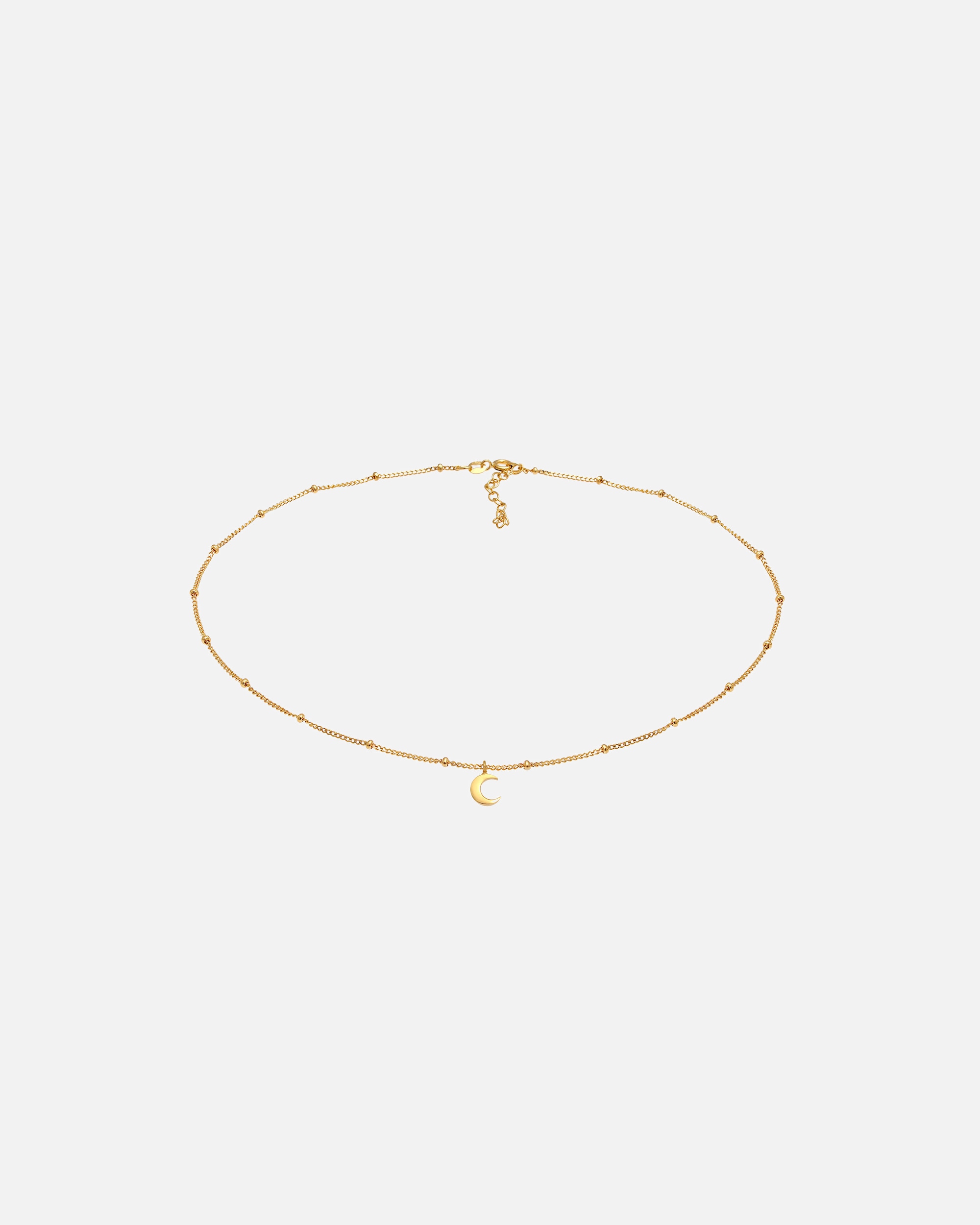 Halskette für Weiblich Elli Choker Kugelkette Halbmond Astro 925 Silber goldfarben
