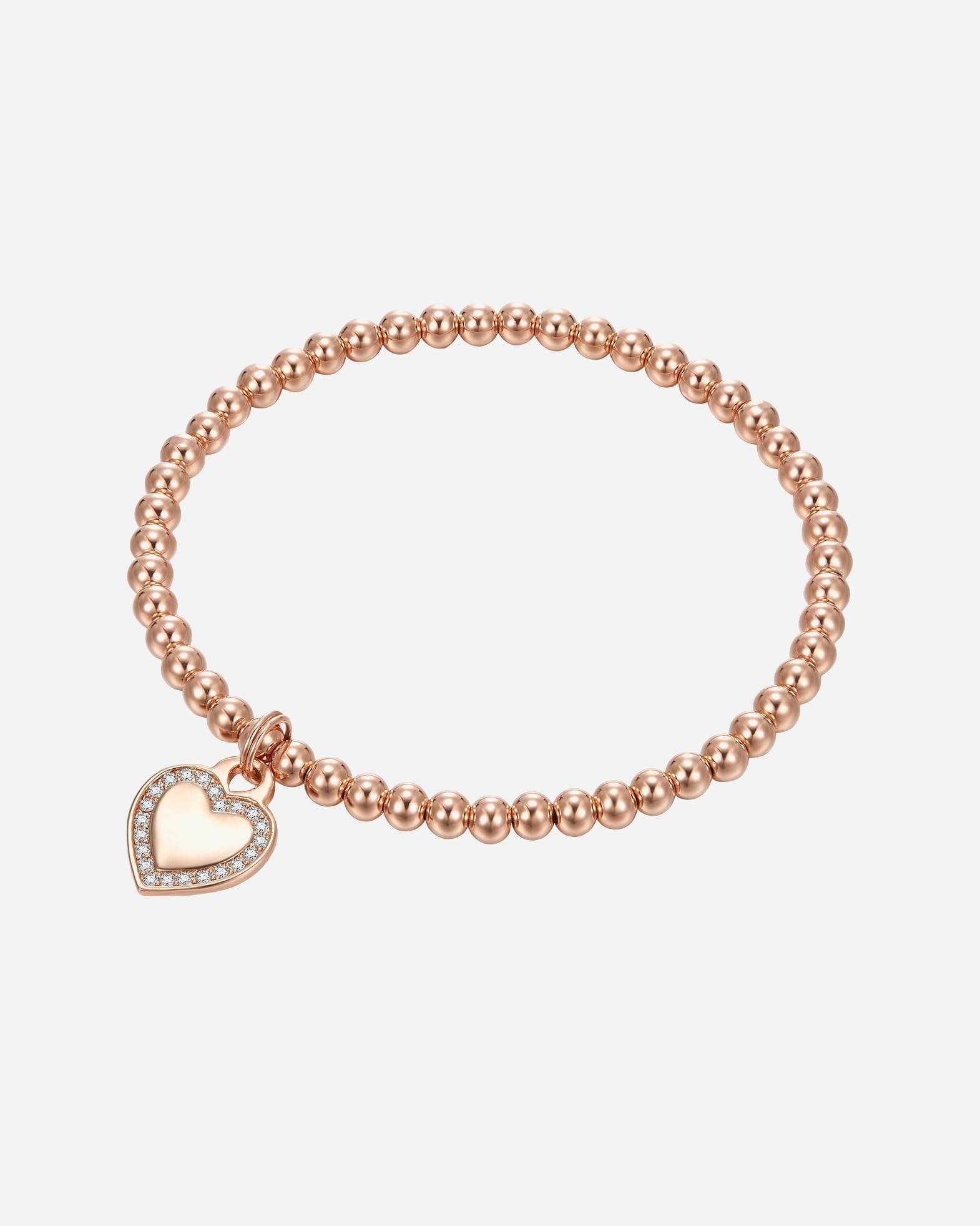 Armband für Weiblich Lulu & Jane Armband Herz Messing Zirkonia in Roségold 18,0 cm