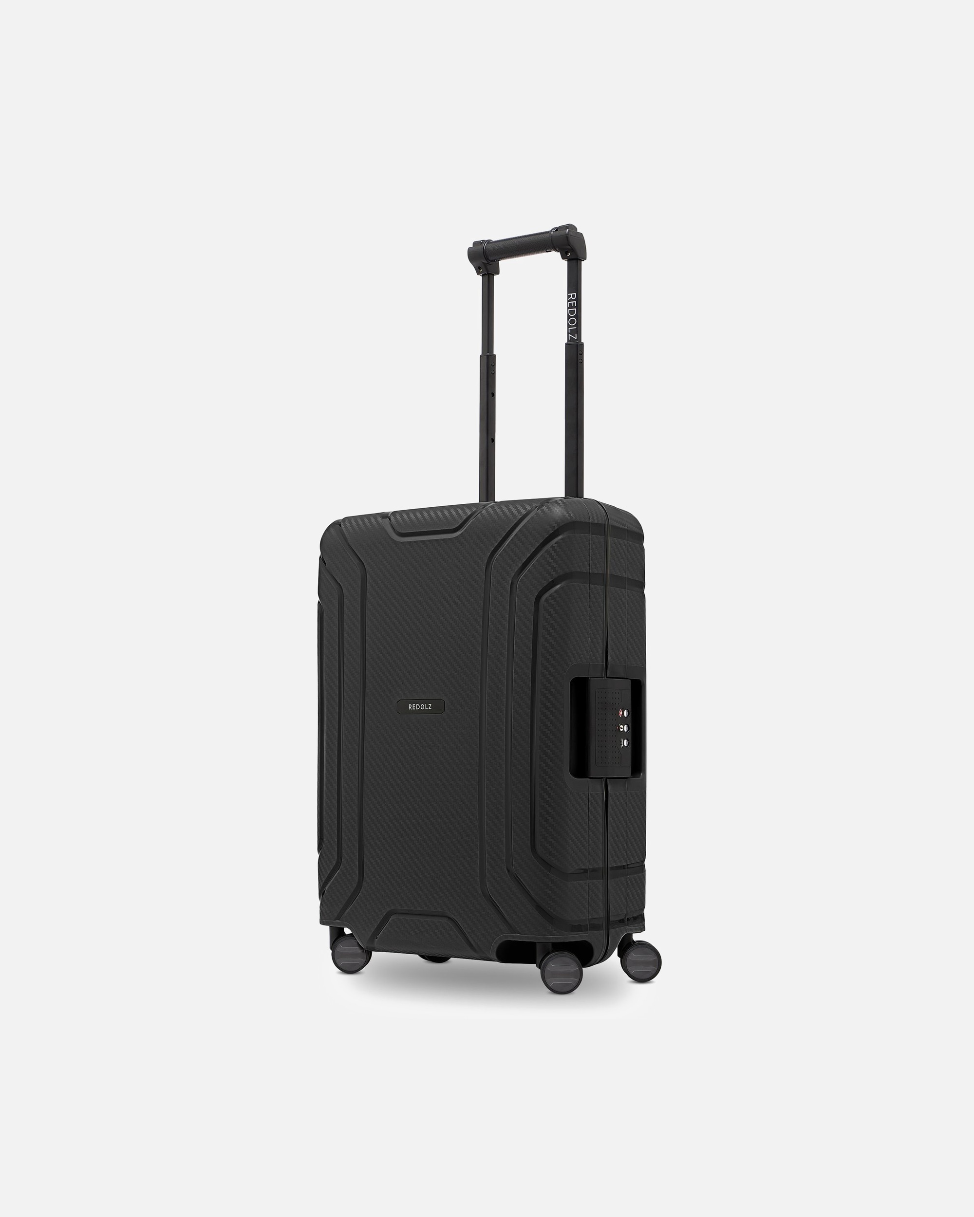 Handgepäckkoffer für Männlich Redolz Essentials 15 4-Rollen Kabinentrolley 55 cm mit Dreipunkt-Verschluss deep black