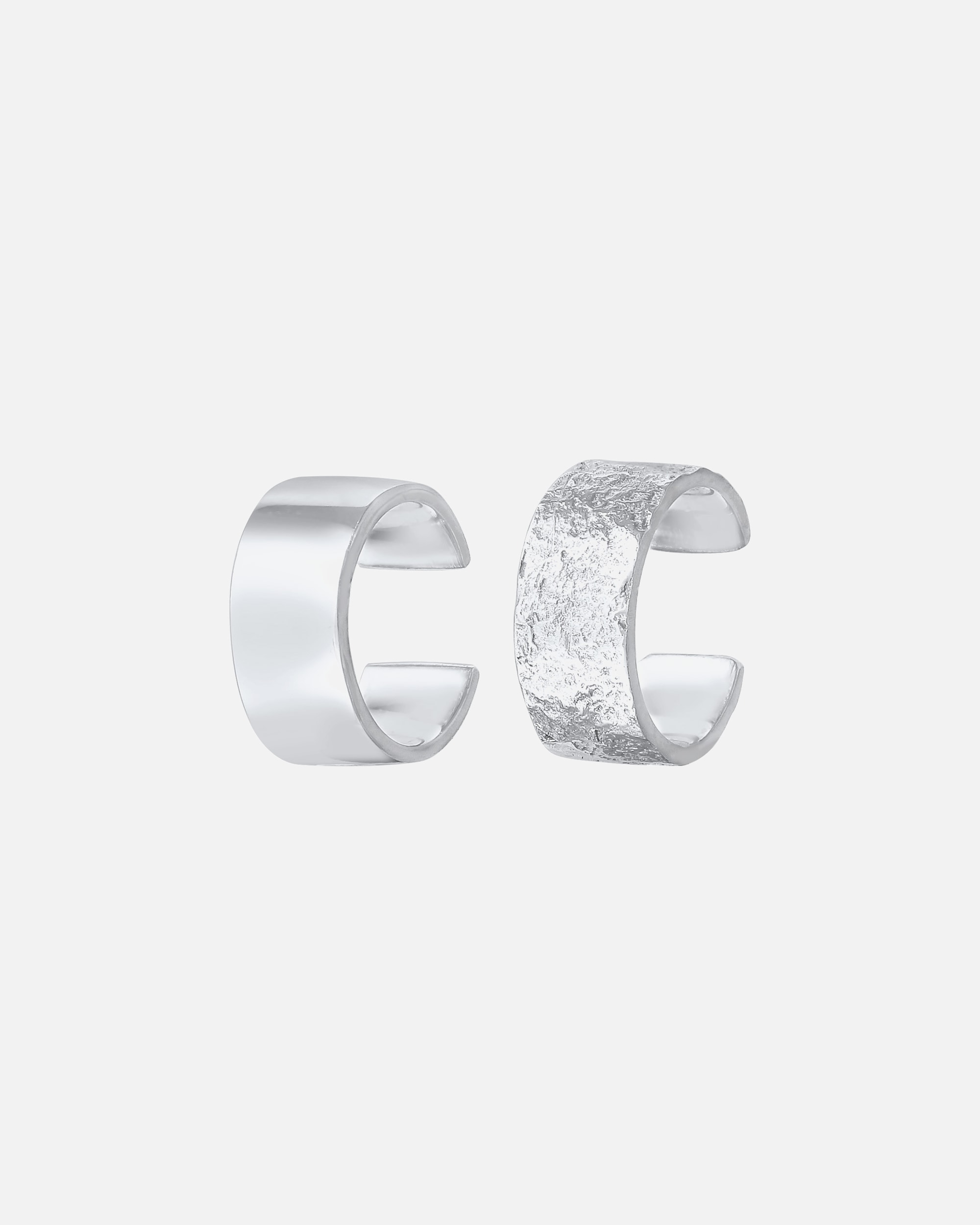 Ohrringe für Weiblich Elli Earcuff Breit Basic Gehämmert 2er Set 925 Silber silberfarben