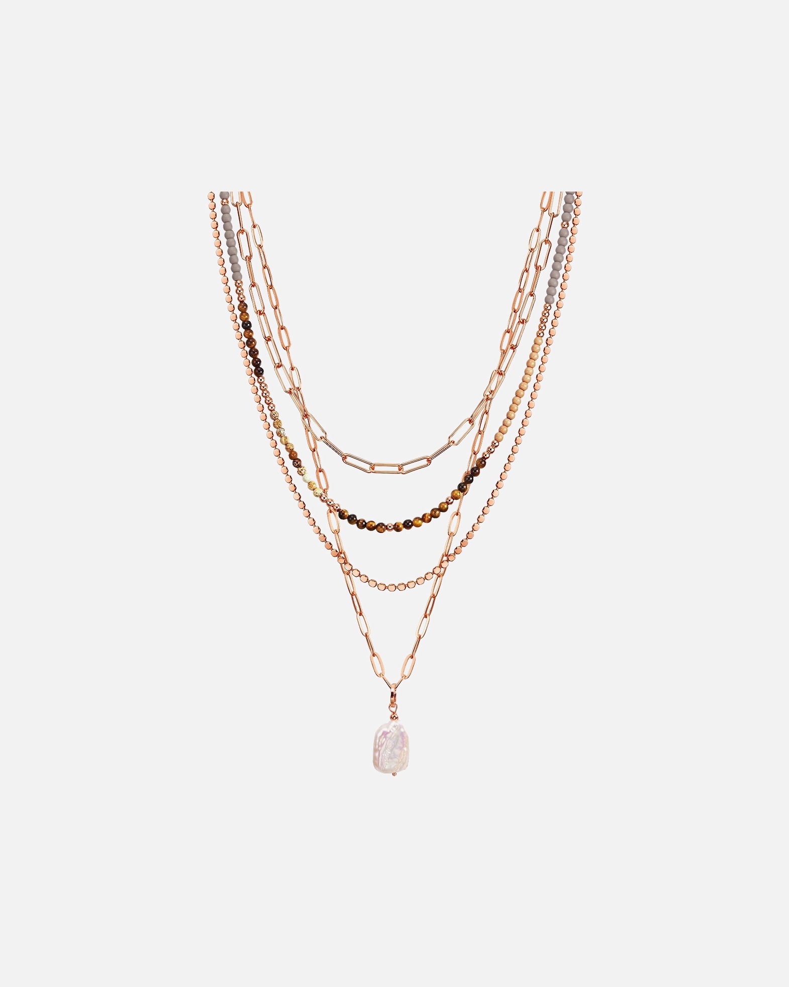 Collier for FemmeChaîne Alliage de fer Pierre naturelle Perle de culture d'eau douce en Or jaune43,0/46,0/52,0/58,0 cm