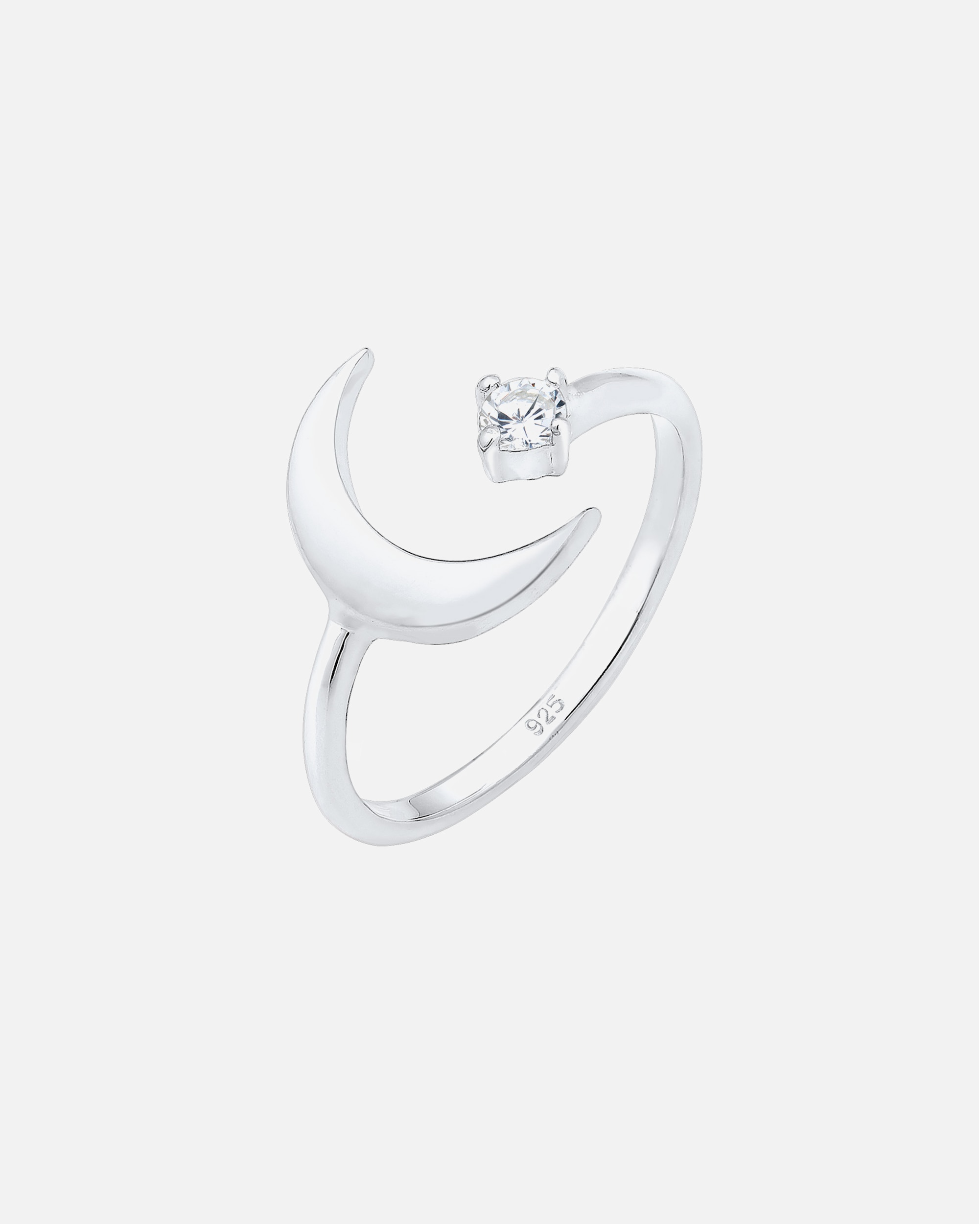 Bague for FemmeElliFemmes Demi-lune Astro Ouvert avec Cristal de Zirconium en Argent Sterling 92554