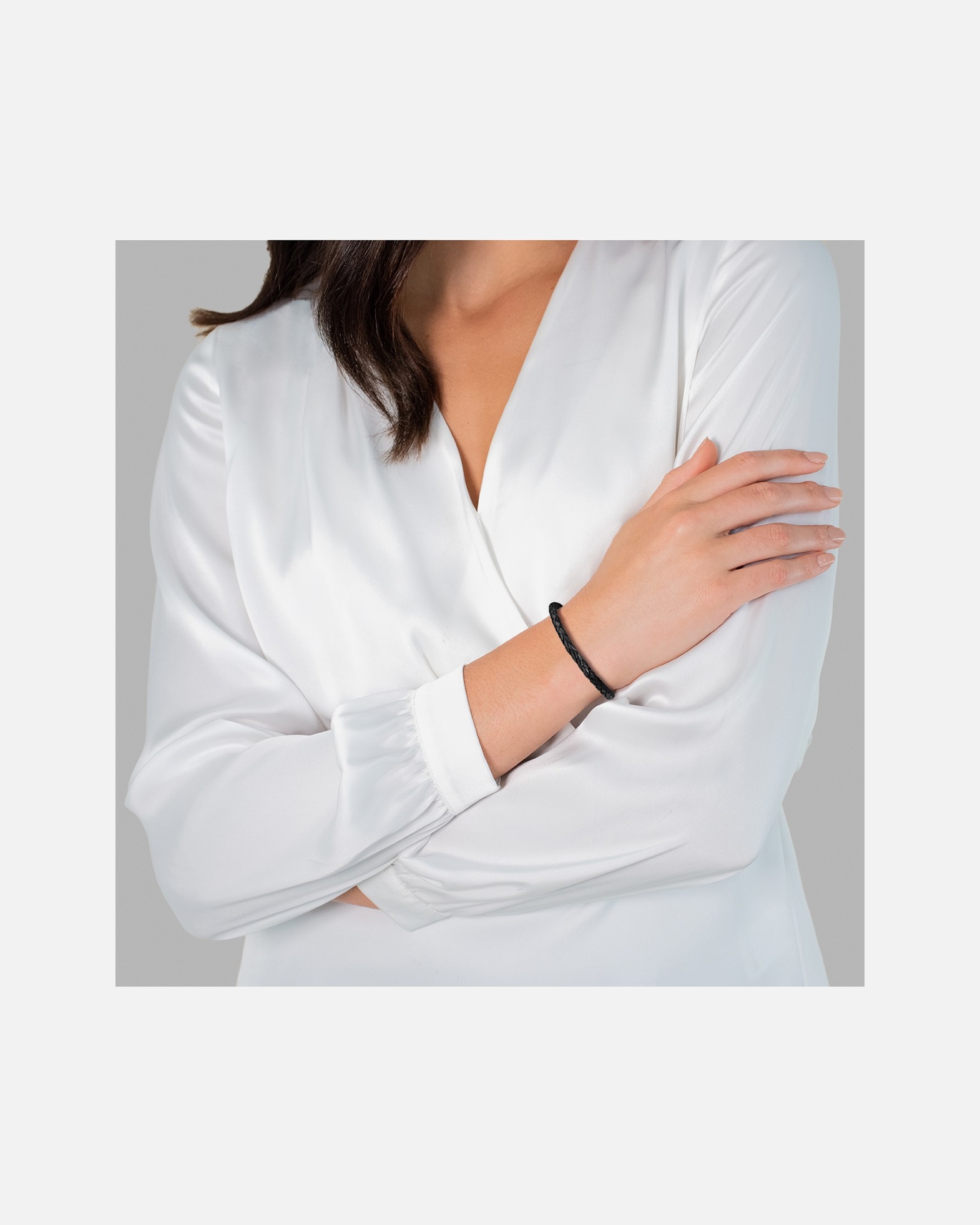 Armband für Weiblich Rafaela Donata Ohrstecker Echtleder in Schwarz 21 cm