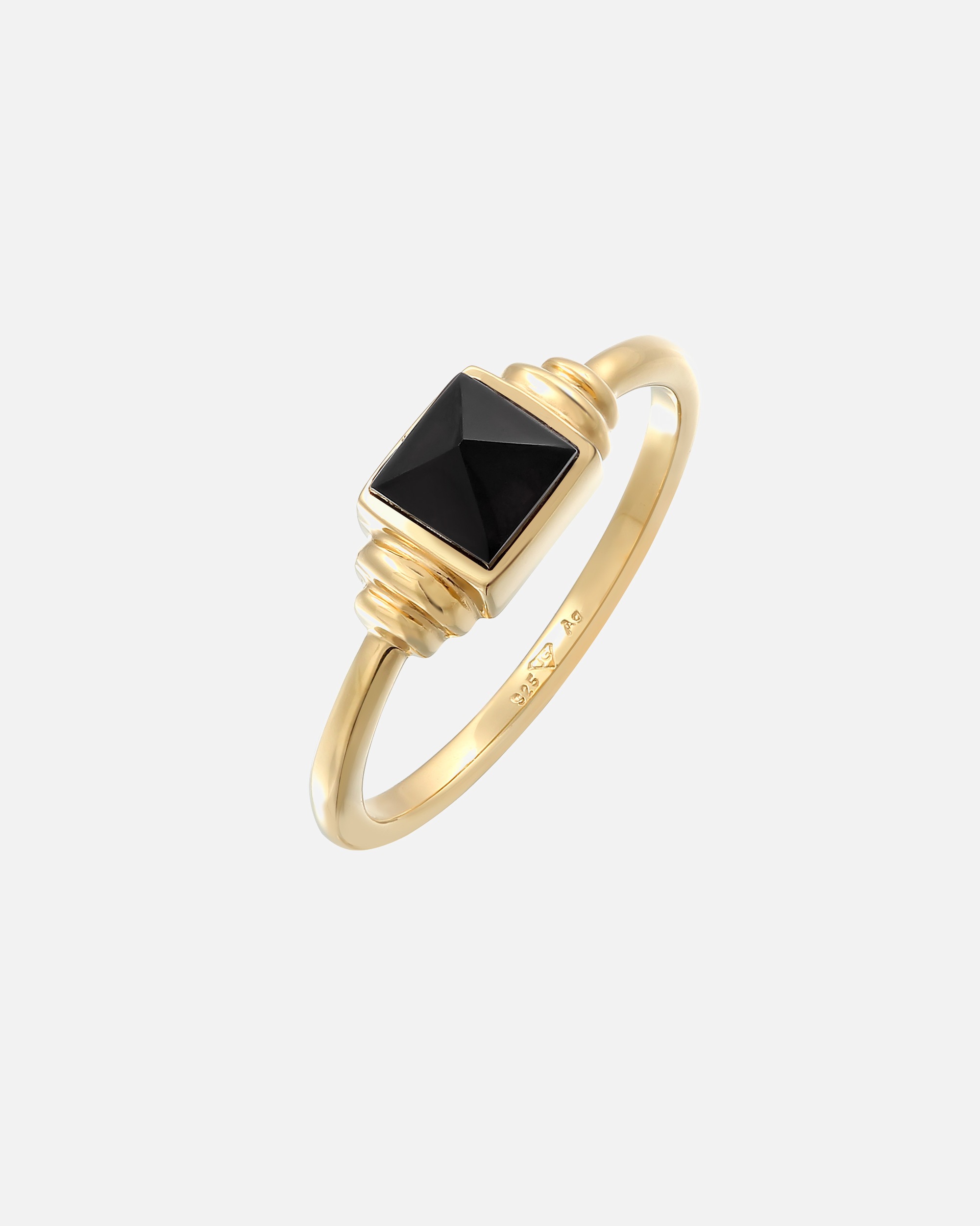 Bague for FemmeElli PREMIUMElli PREMIUM Bague Femmes Carré Vintage avec Onyx en argent sterling 925 plaqué or58