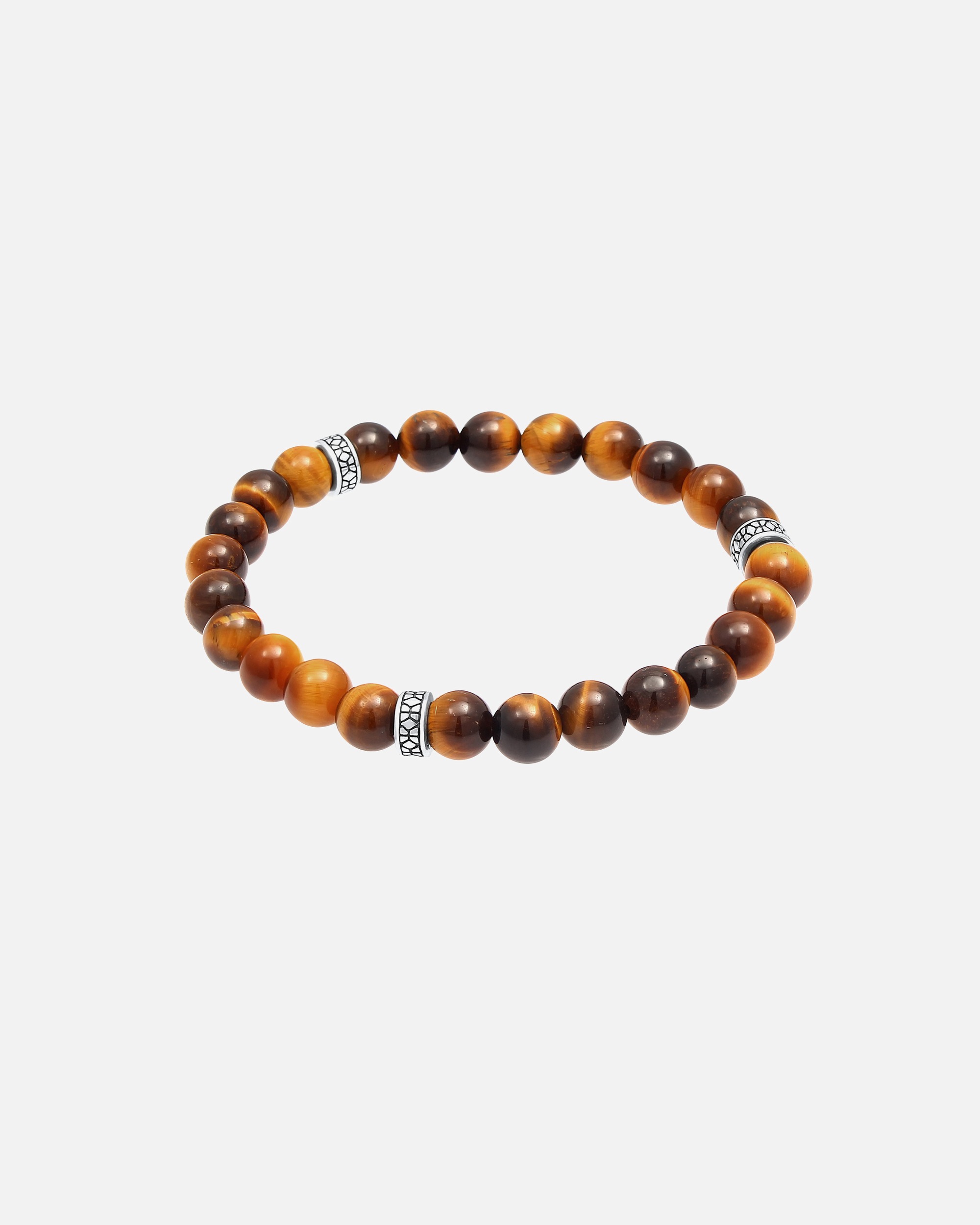 Bracelet for HommeKUZZOIHommes perles vintage avec œil de tigre en argent sterling 92521