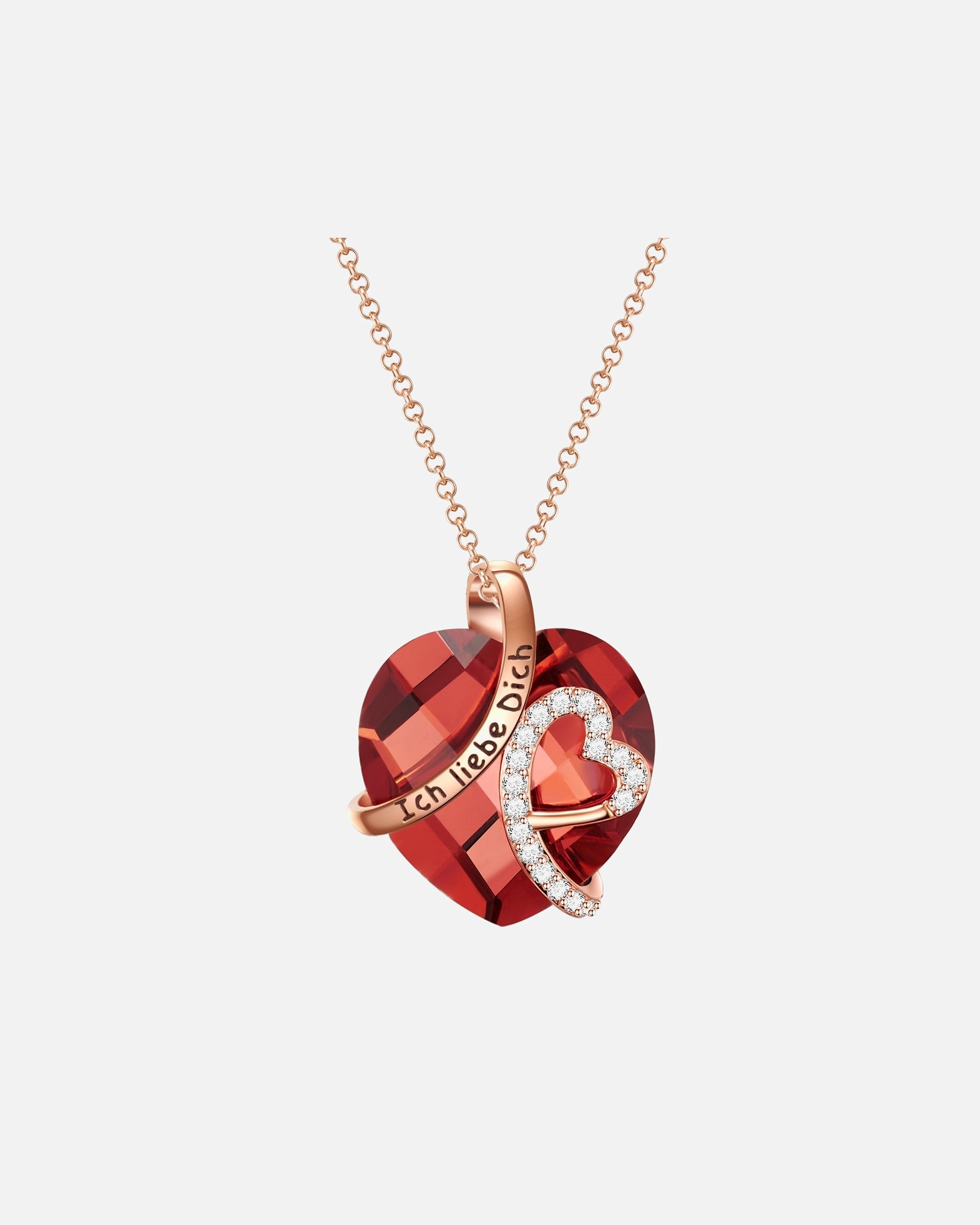 Collier for FemmeRafaela DonataCollier tendance Coeur avec citation "Ich liebe Dich" Laiton Oxyde de zirconium (CZ) en Argent42,0 cm Basiskette + 5,0 cm Verlängerung