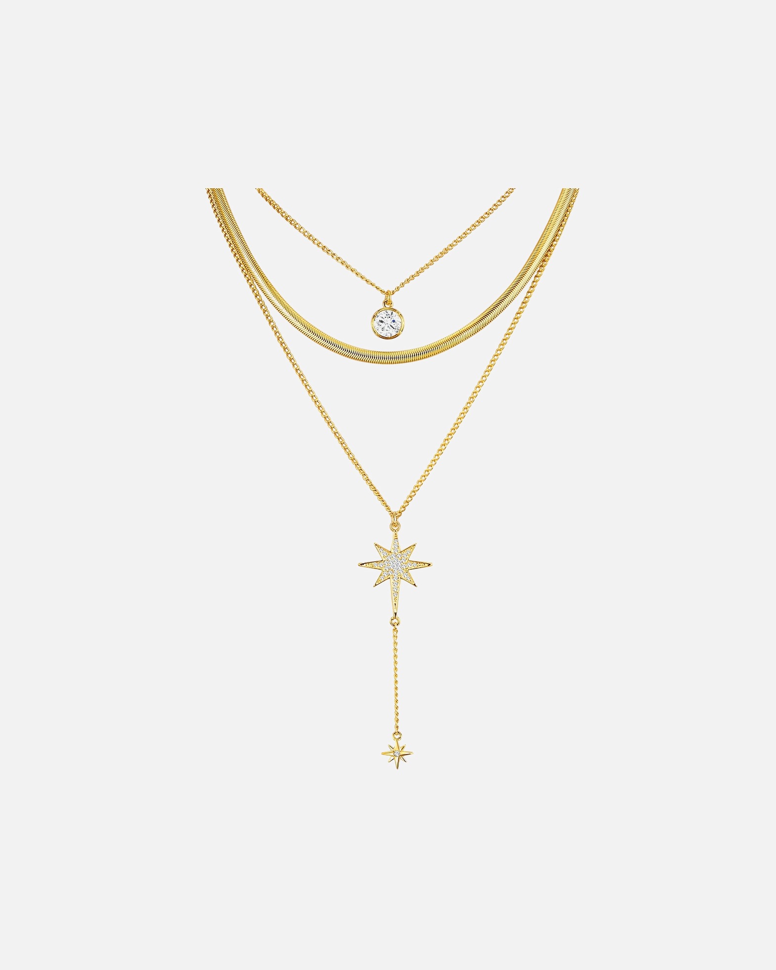 Collier for FemmeCollier tendance Étoilé Métal Verre en Or jaune38,0/43,0/51,0 cm Basiskette + 5,0 cm Ve