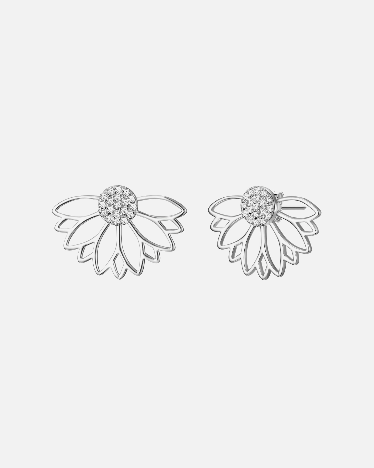Boucle d'oreilles for FemmeGlanzstücke MünchenPuces d'oreilles en argent Fleur de lotus Argent sterling Oxyde de zirconium (CZ) en Argent16,6 mm