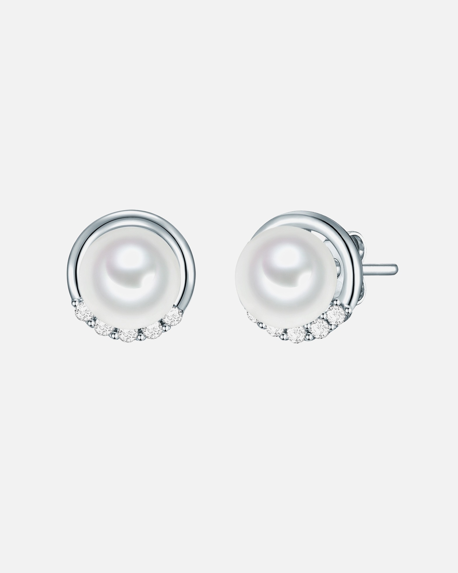 Boucle d'oreilles for FemmePuces d'oreilles en argent Argent sterling Oxyde de zirconium (CZ) Nacre en Argent10,7 mm