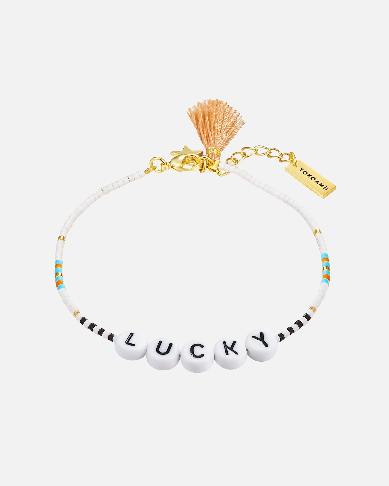 Armband für Weiblich Yokoamii Armband Lucky Edelstahl Miyuki Perlen in Gelbgold 17,0 cm Basislänge + 2,5 cm Verlängerung