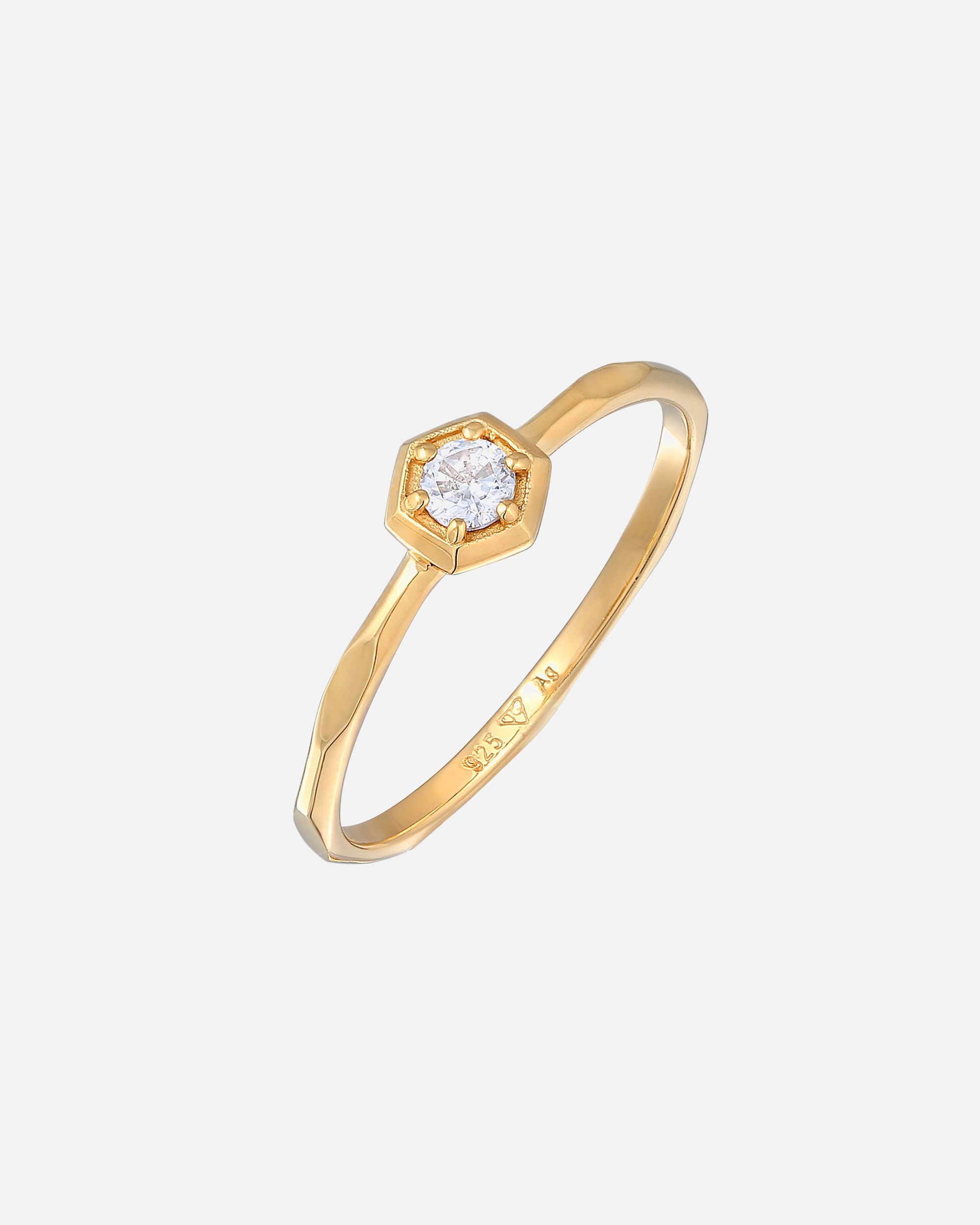 Ring für Weiblich Elli Zirkonia Octagon Solitär 925 Silber 56