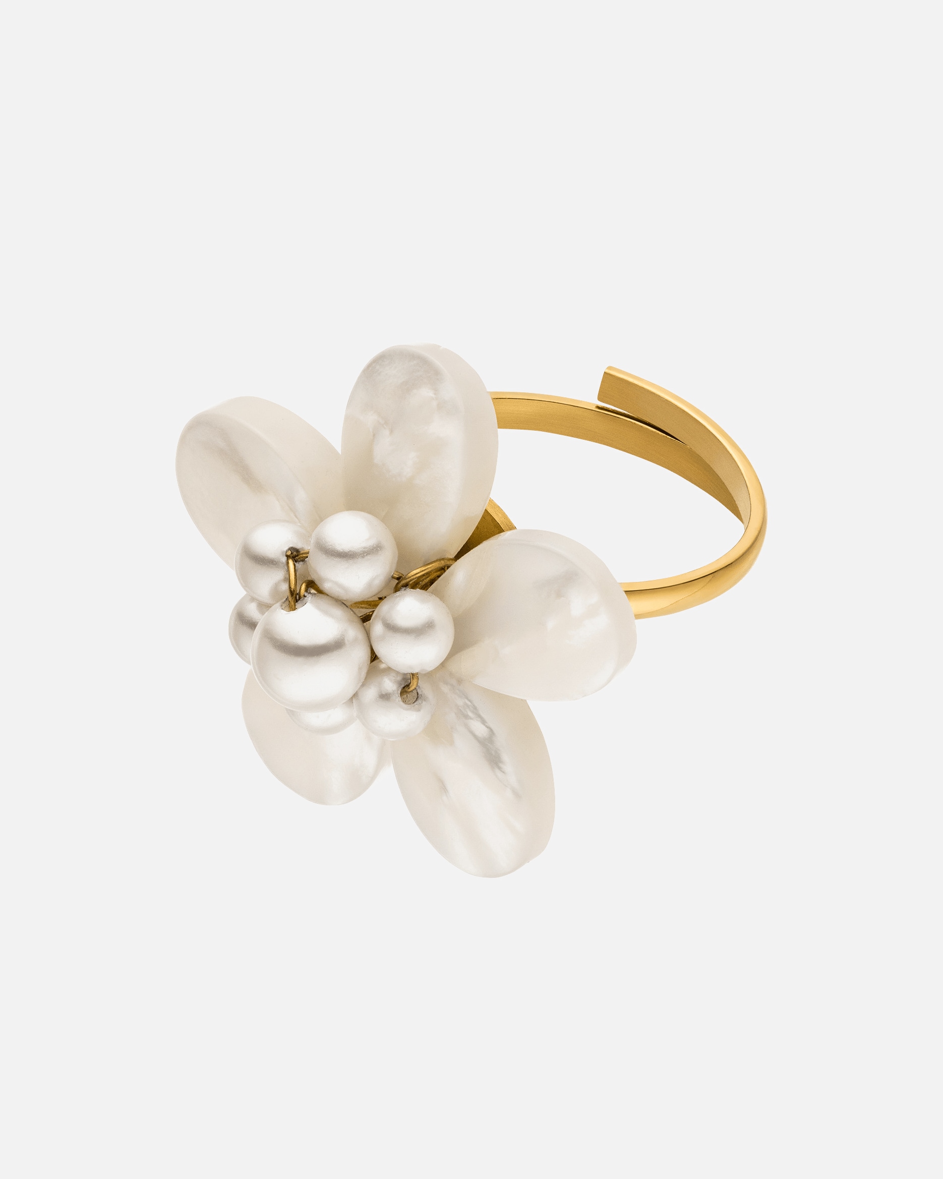 Bague for UnisexePureleiFleur nacrée Anneau 100% acier inoxydableFleur nacrée Anneau 100% acier inoxydable
