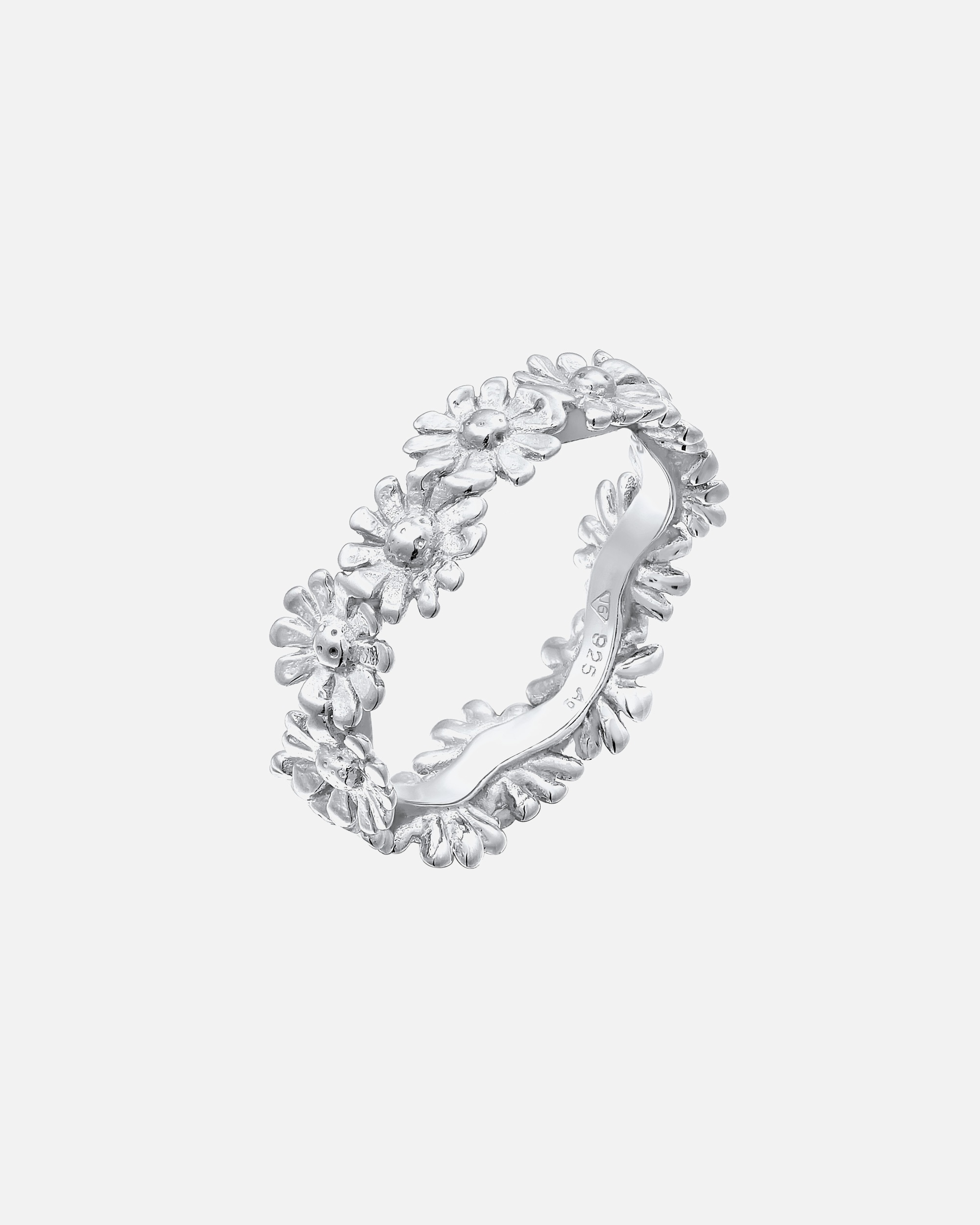 Ring für Weiblich Bandring Blüte Blume Flower Hippie 925 Silber 56