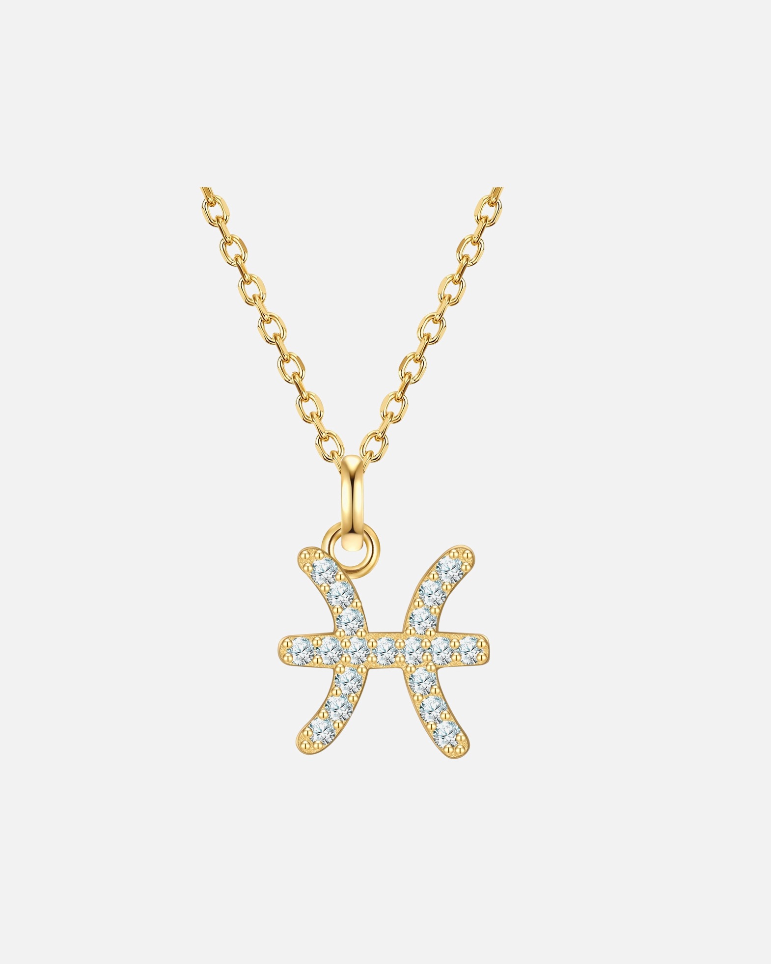 Collier for FemmeCollier Signe du Zodiaque Poissons en argent sterling en or jaune avec zirconium40,0 cm Basiskette + 5,0 cm Verlängerung