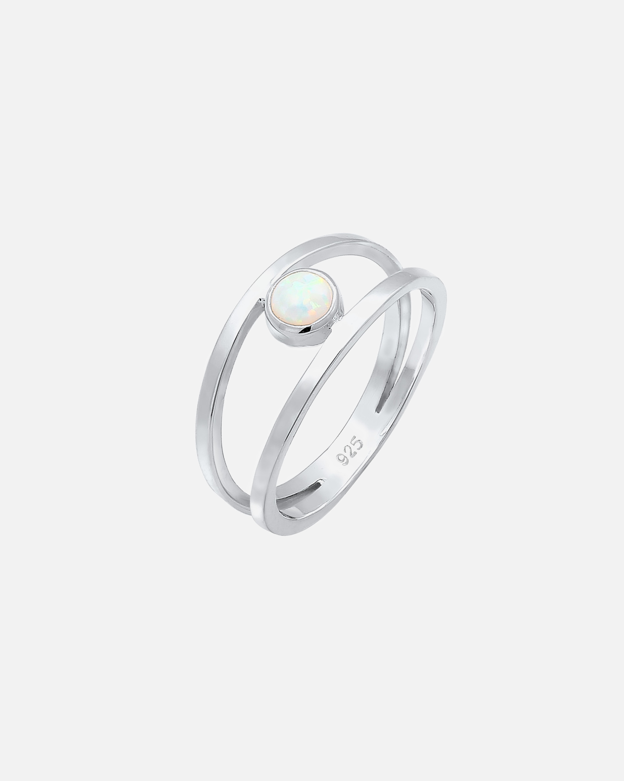 Ring für Weiblich Elli Bandring Zweireihig Synthetischer Opal 925 Silber 54