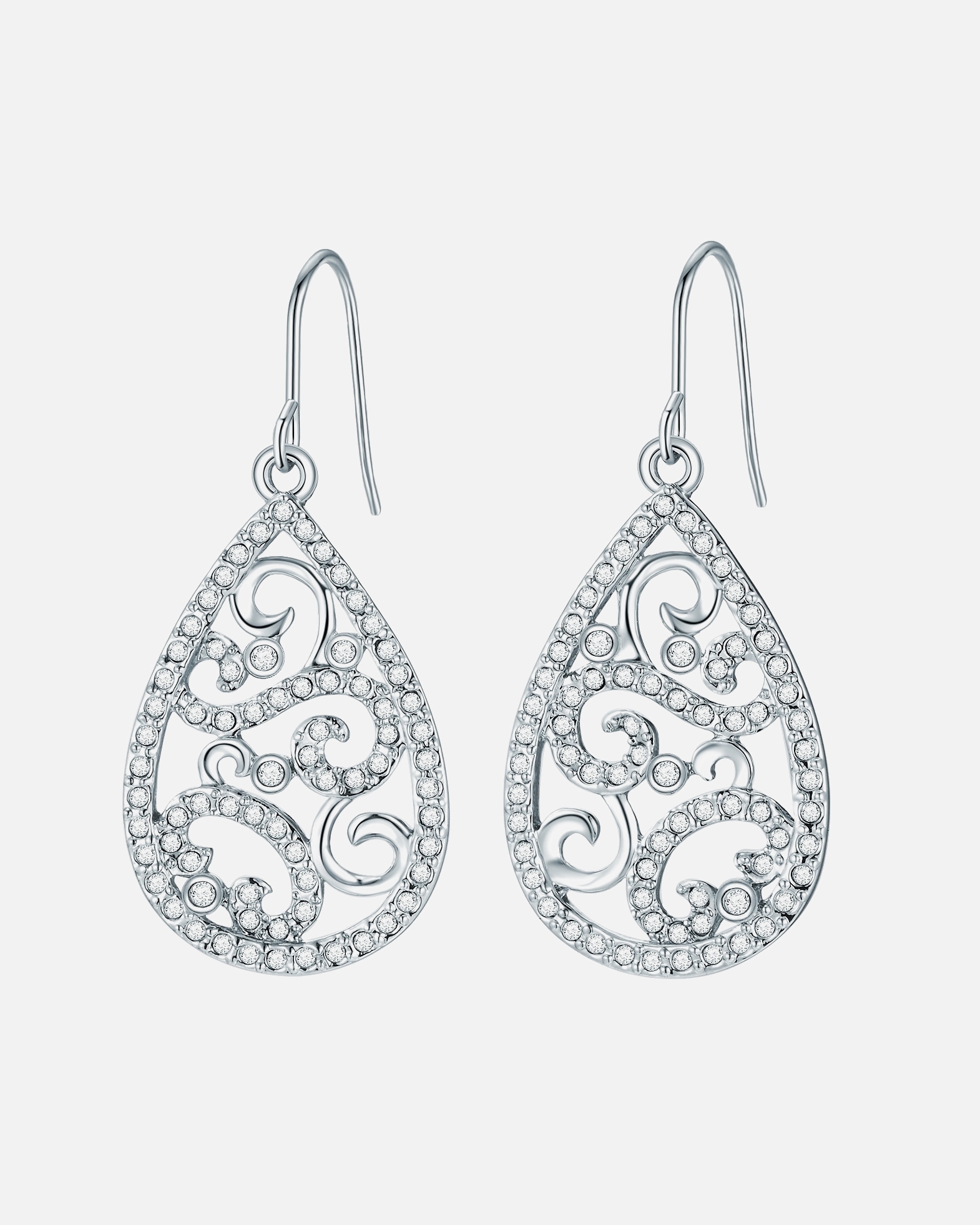 Ohrringe für Weiblich Lulu & Jane Ohrhänger Metall-Legierung verziert mit Kristallen von Swarovski® in Silber 39,0 mm