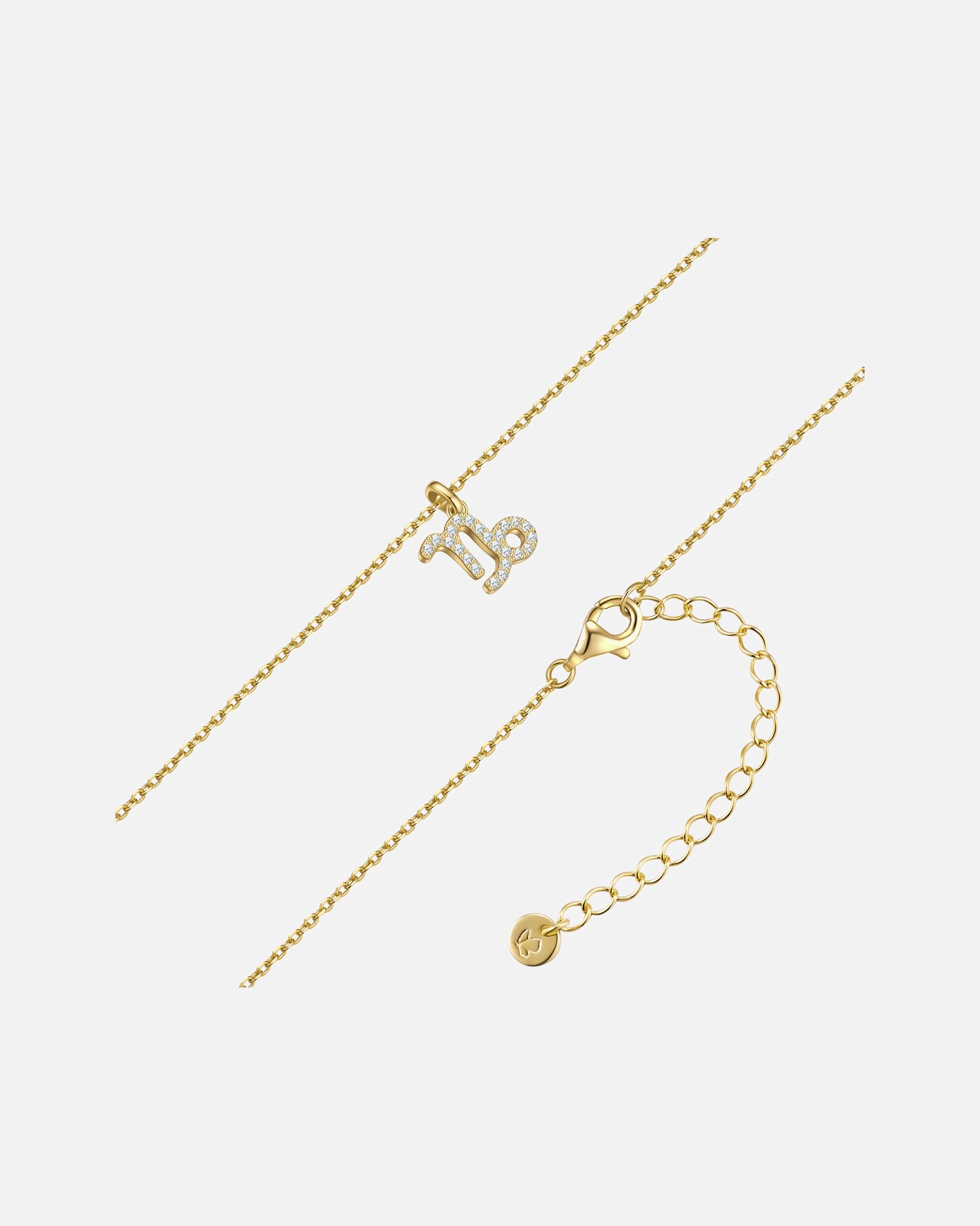 Halskette für Weiblich Glanzstücke München Halskette Sternzeichen Steinbock aus Sterling Silber in gelbgold mit Zirkonia 40,0 cm Basiskette + 5,0 cm Verlängerung