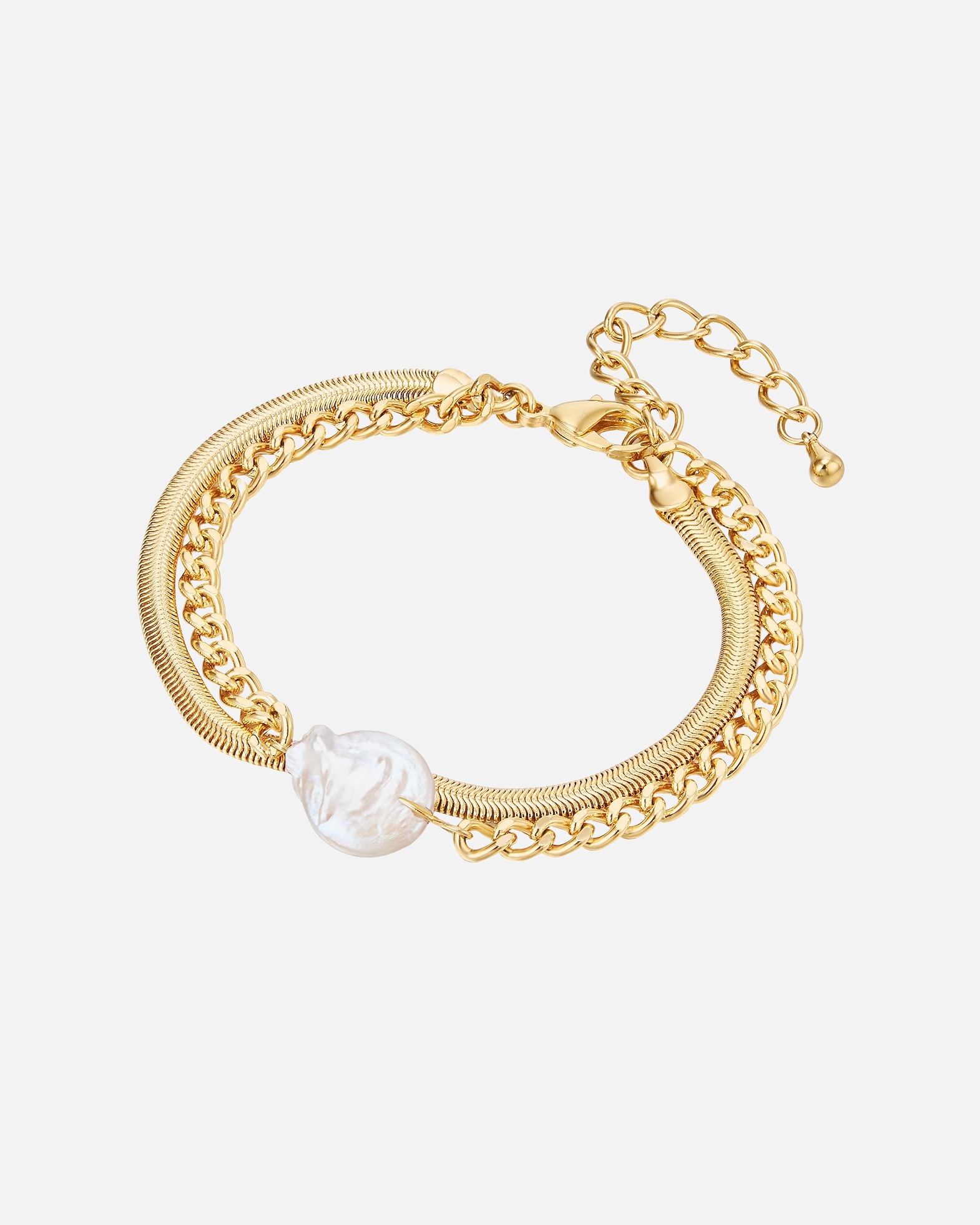 Bracelet for FemmeBracelet en perles Laiton Perles organiques en Or jaune19,0 cm Basislänge + 5,0 cm Verlängerung