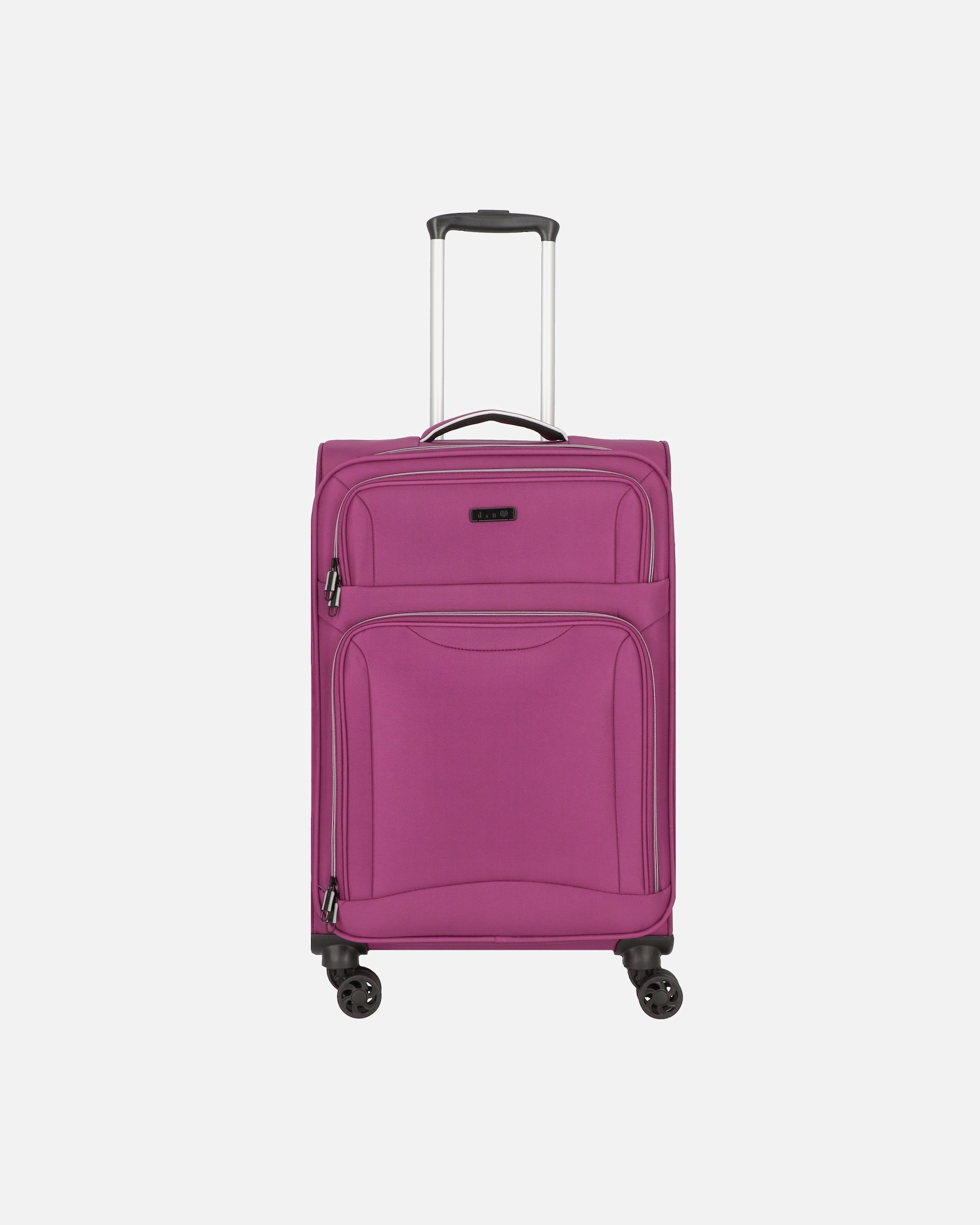 Trolley für Männlich d & n Travel Line 9204 4 Rollen Trolley M 66 cm mit Dehnfalte purple